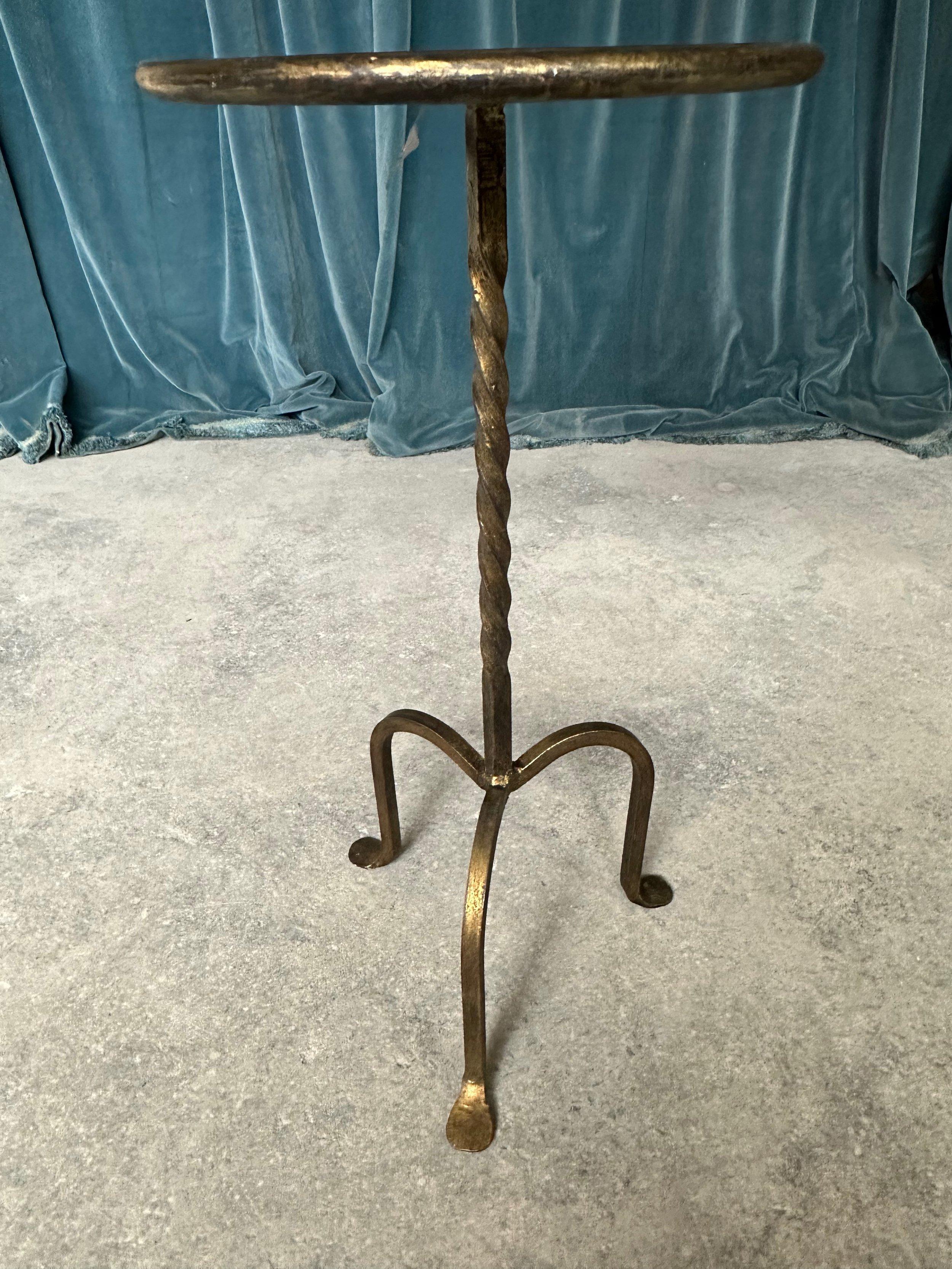 Small Gilt Iron Drinks Table with Twisted Stem For Sale 3