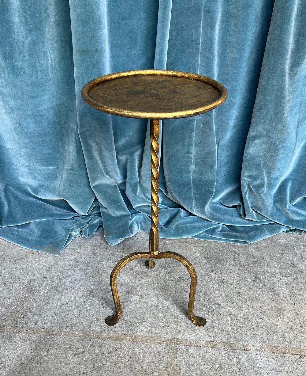 Spanish Small Gilt Iron Drinks Table with Twisted Stem