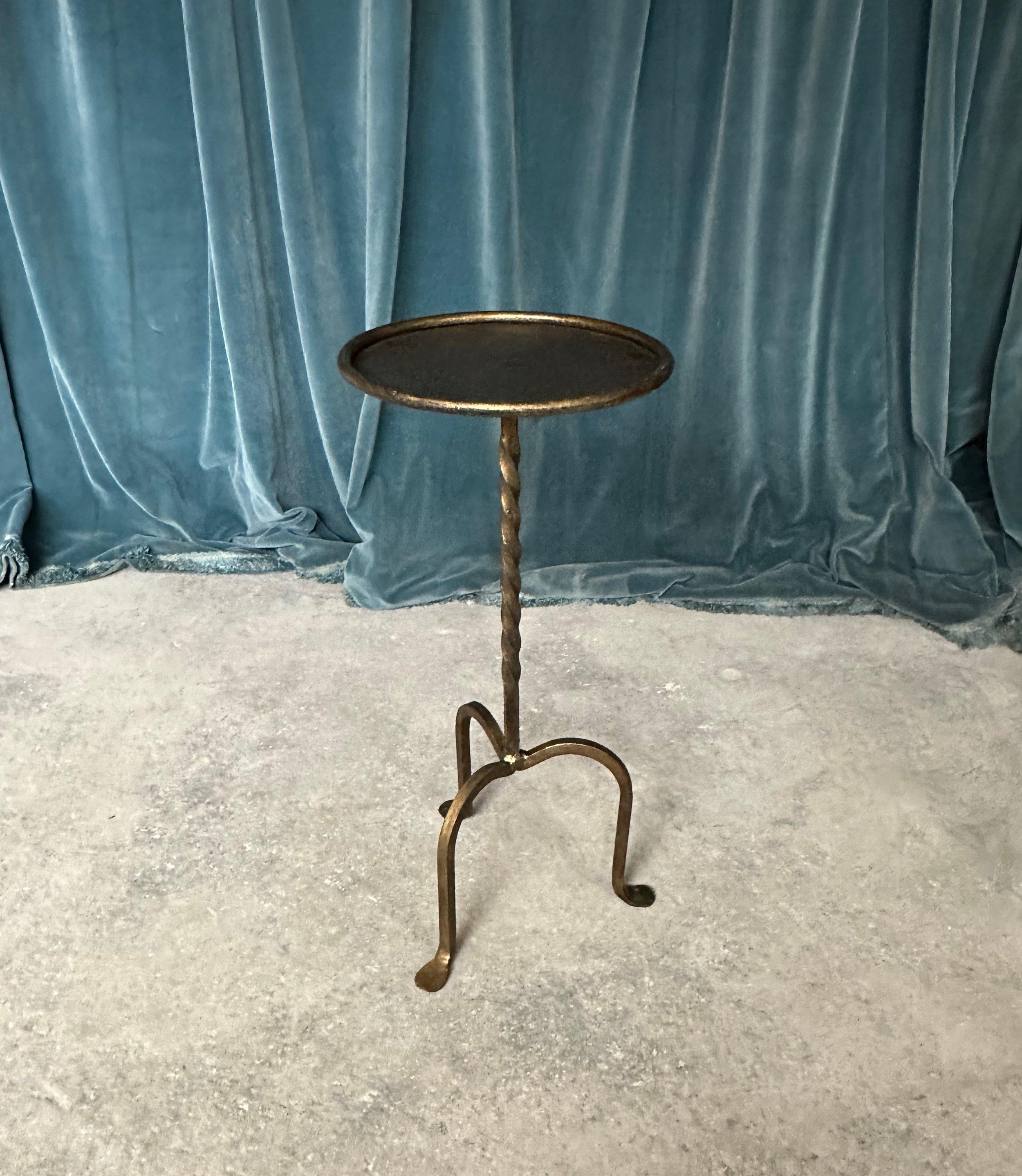 Spanish Small Gilt Iron Drinks Table with Twisted Stem For Sale
