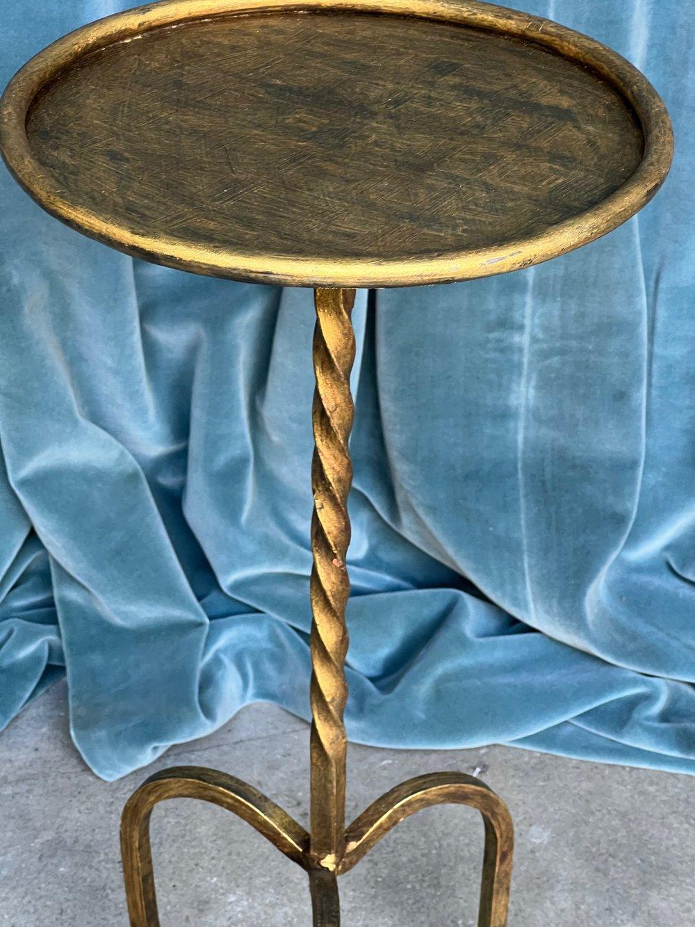 Mid-20th Century Small Gilt Iron Drinks Table with Twisted Stem
