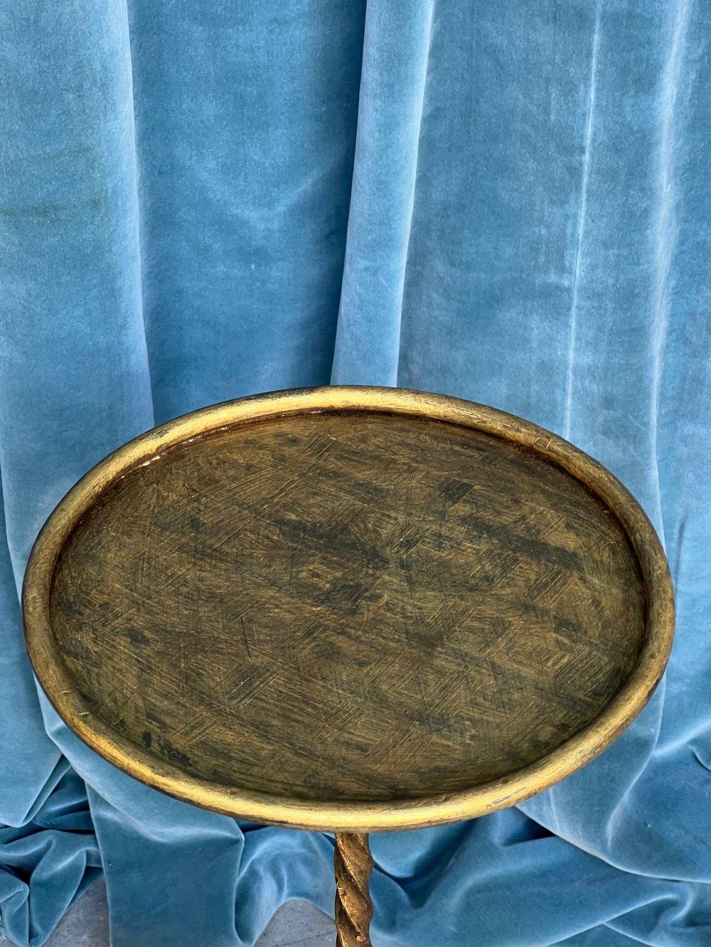 Small Gilt Iron Drinks Table with Twisted Stem 1