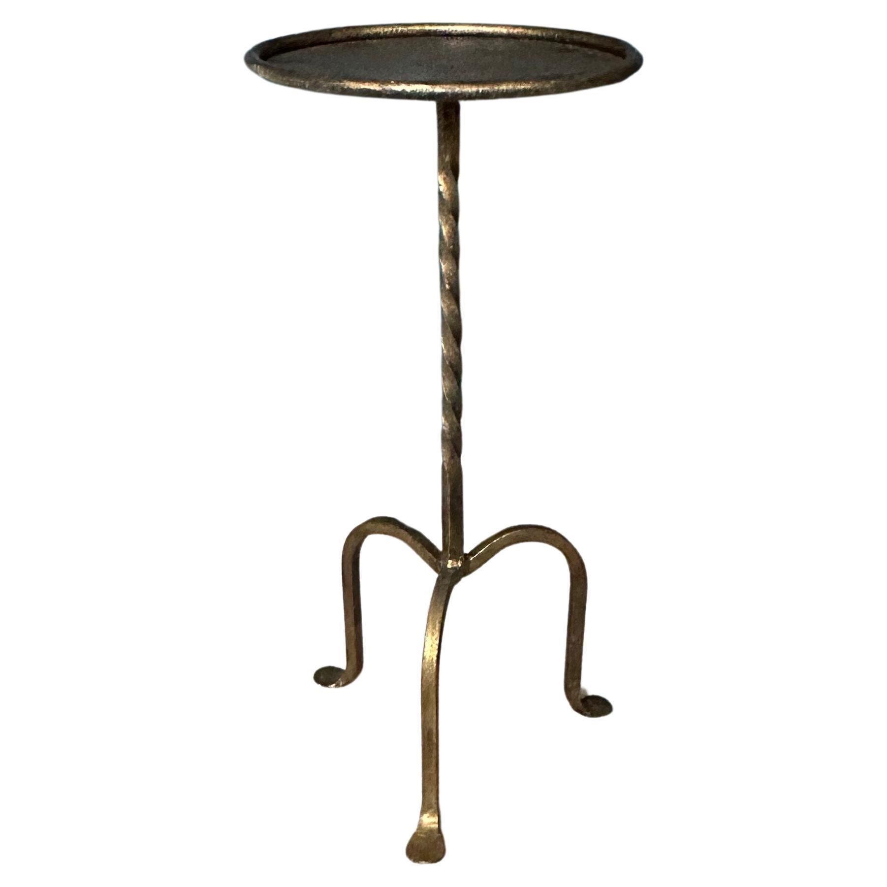 Small Gilt Iron Drinks Table with Twisted Stem