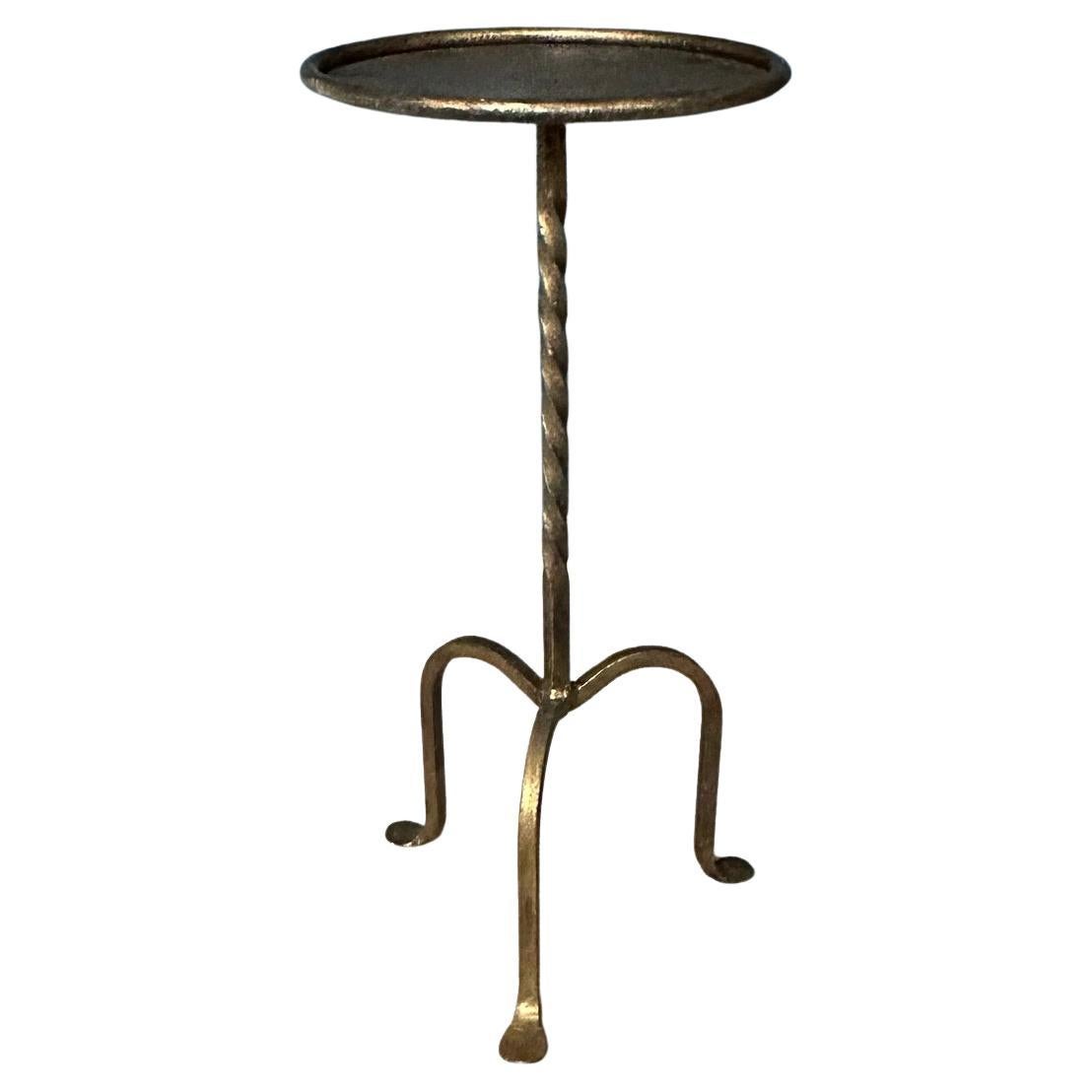 Small Gilt Iron Drinks Table with Twisted Stem