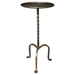 Small Gilt Iron Drinks Table with Twisted Stem