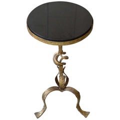 Small Gilt Iron Side Table with Granite Top