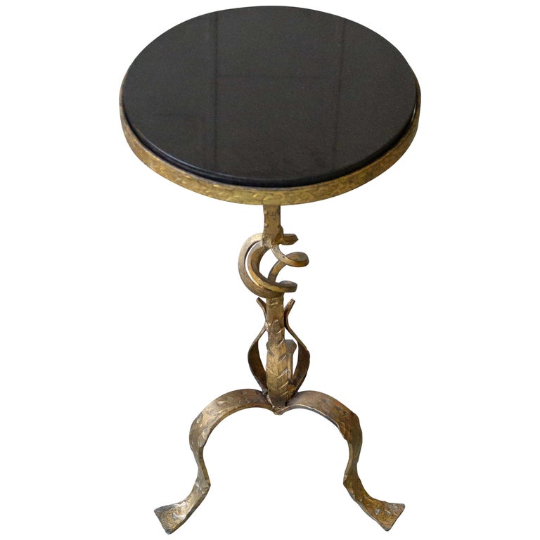 Small Gilt Iron Side Table with Granite Top at 1stDibs