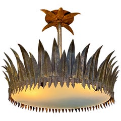 Small Gilt Metal Crown Ceiling Fixture