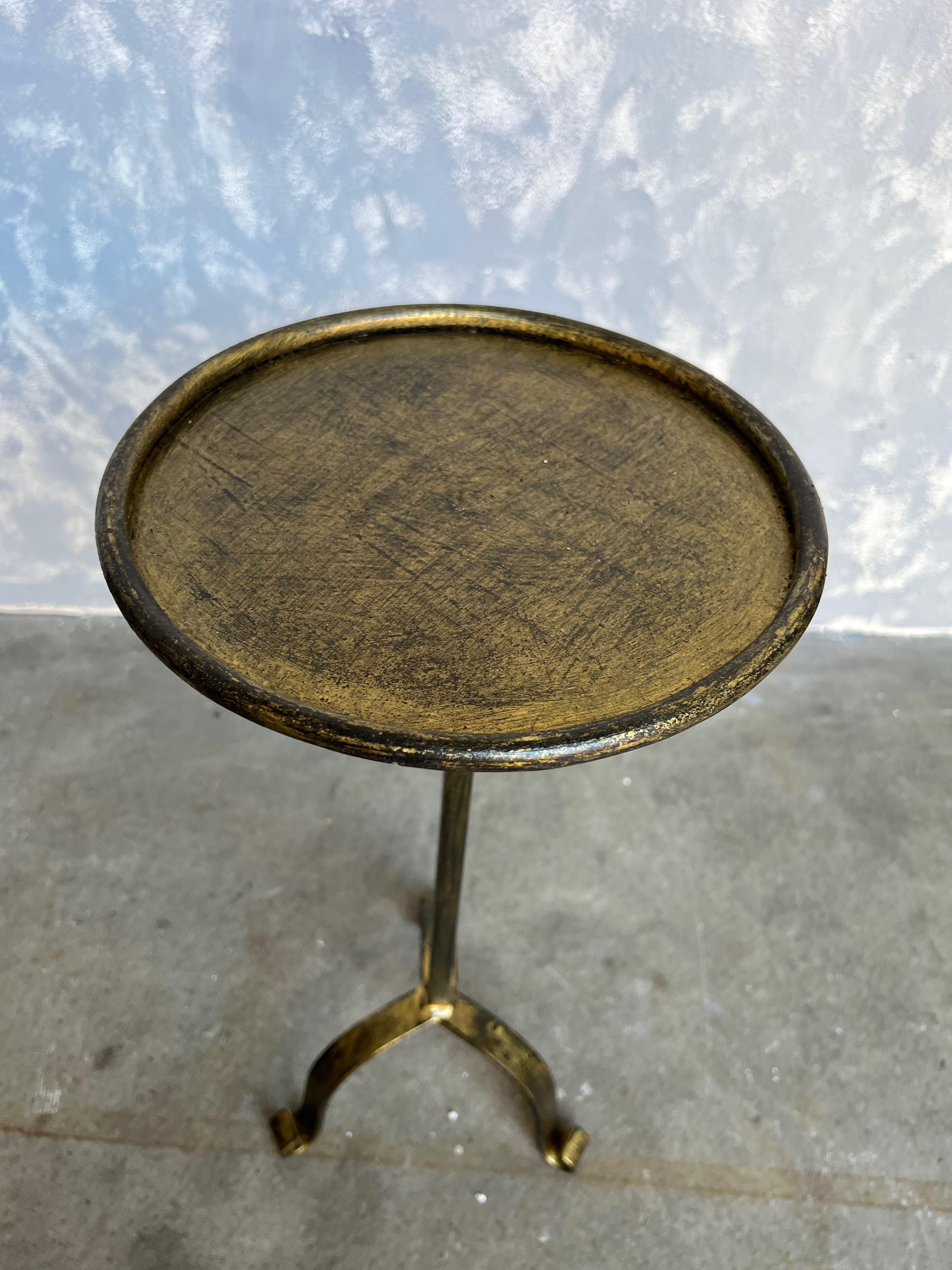 Small Gilt Metal Drinks Table on a Tripod Base 2