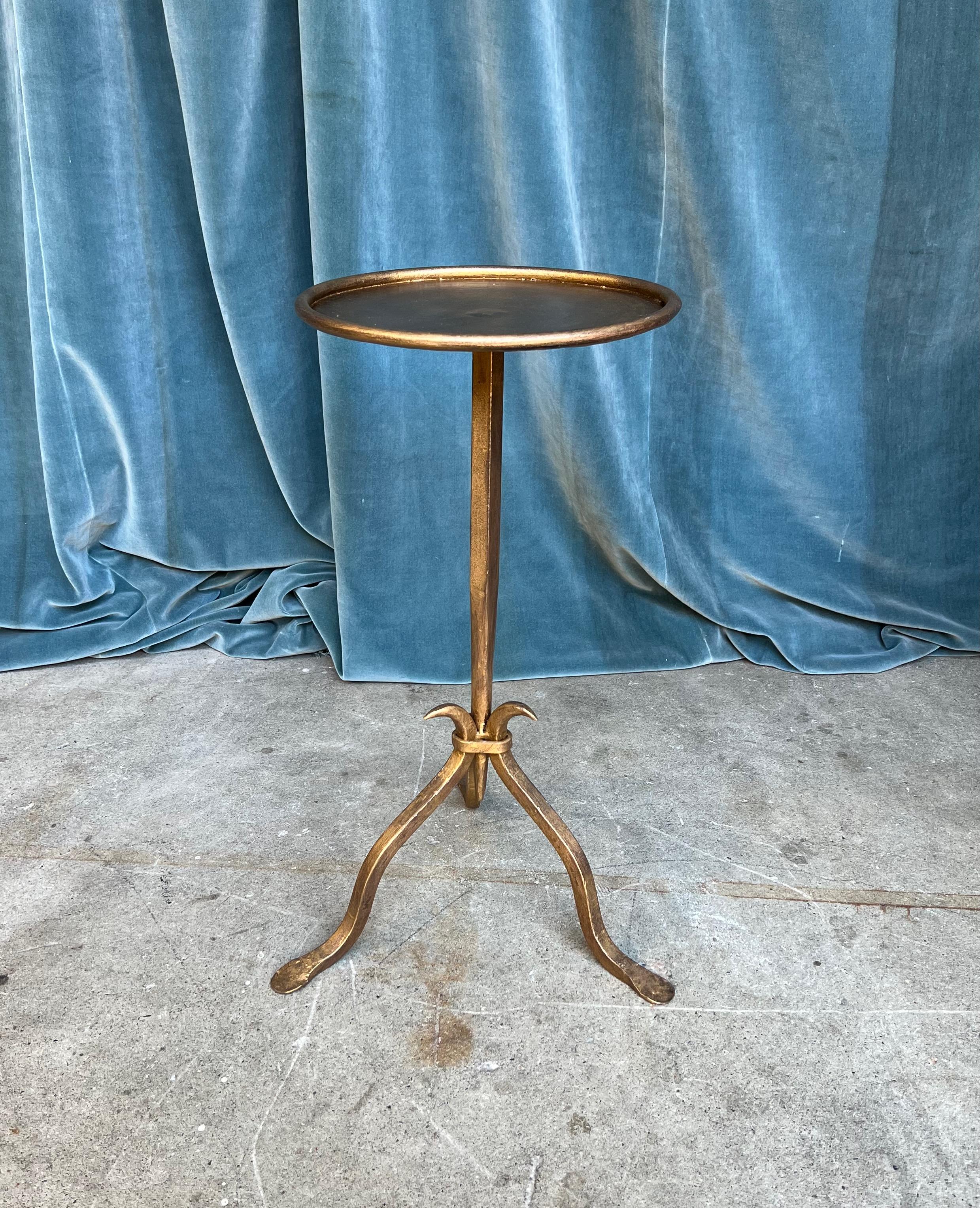 Spanish Small Gilt Metal Drinks Table on a Tripod Base For Sale