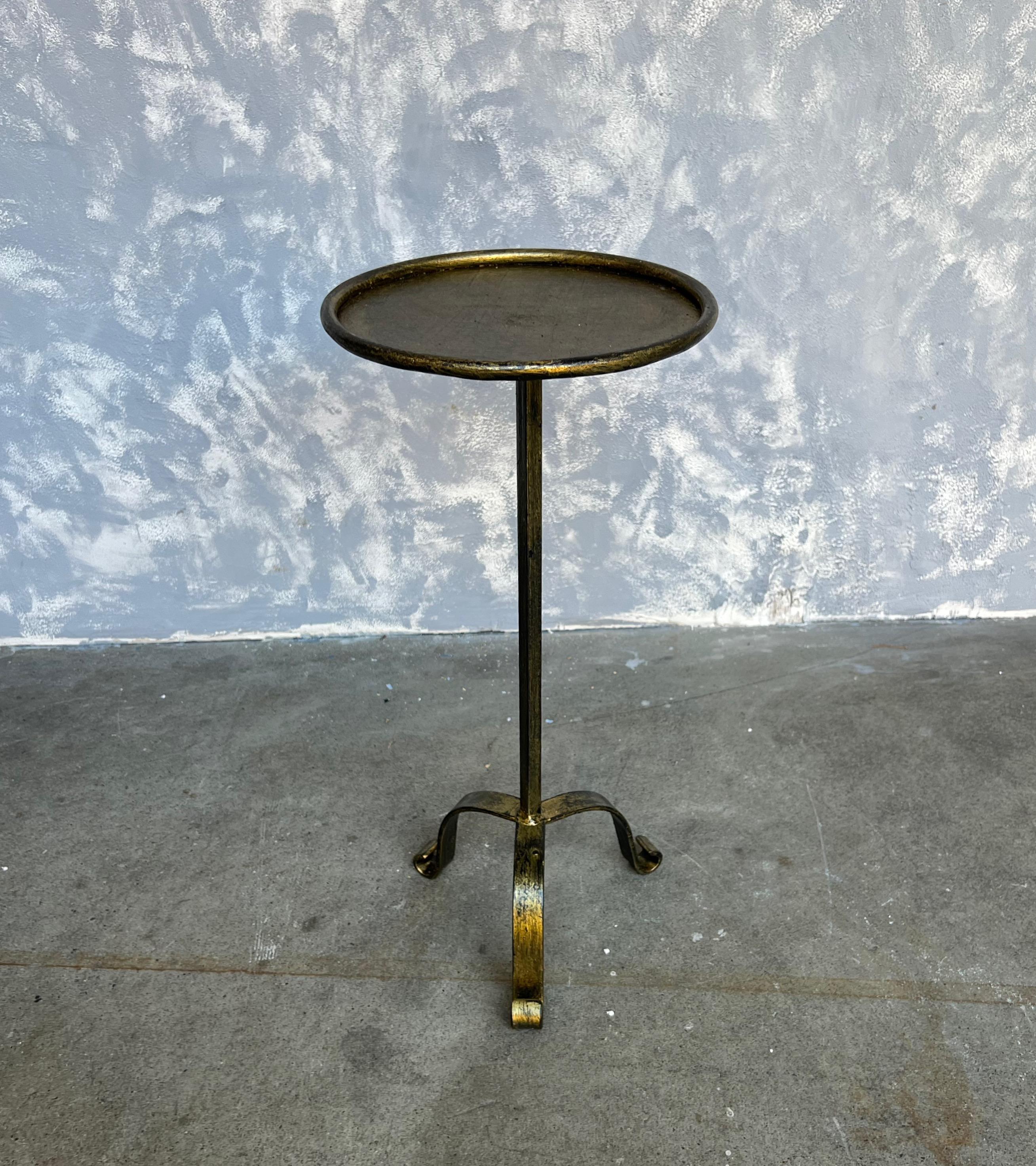 Spanish Small Gilt Metal Drinks Table on a Tripod Base