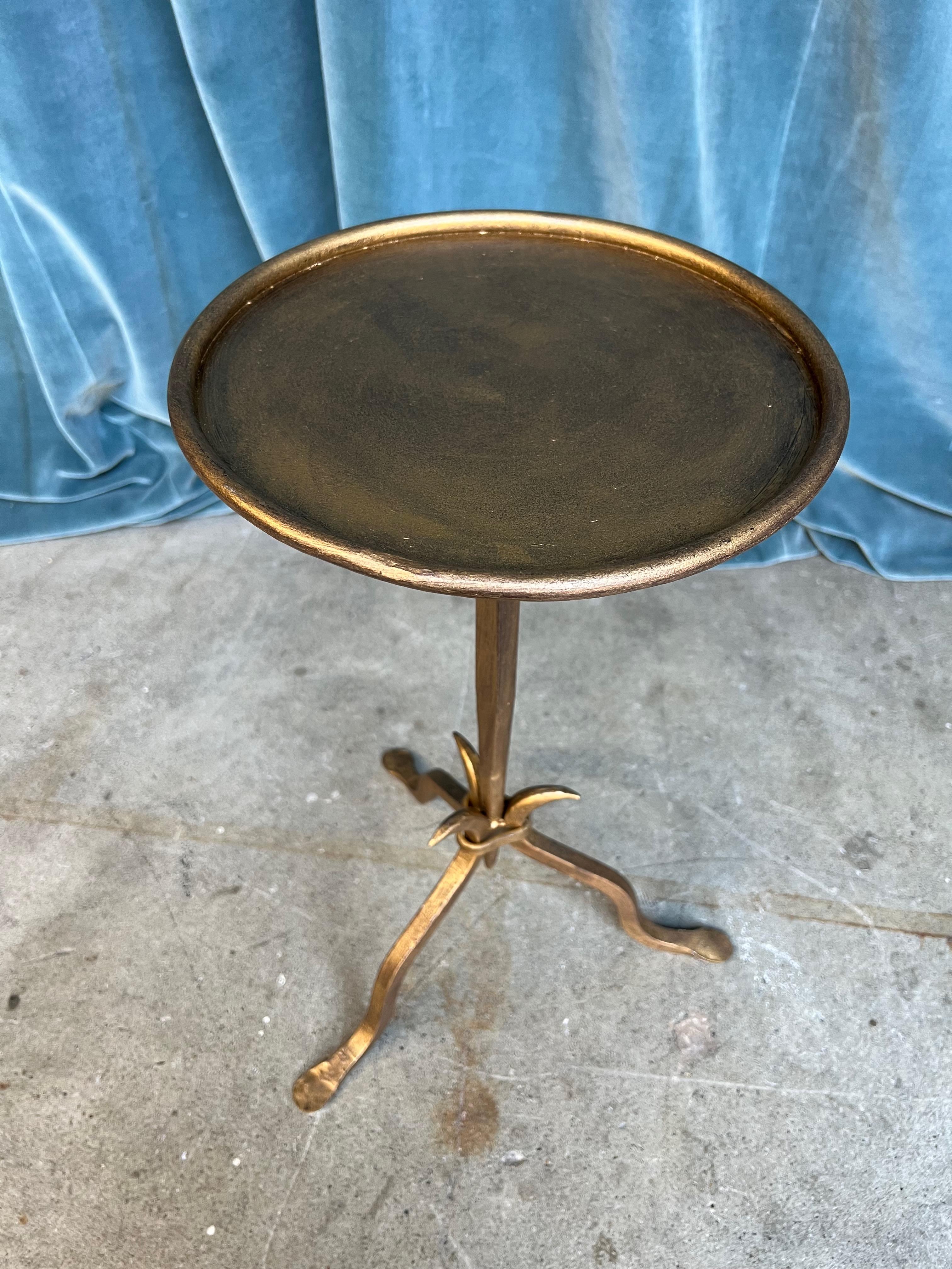 Small Gilt Metal Drinks Table on a Tripod Base For Sale 2
