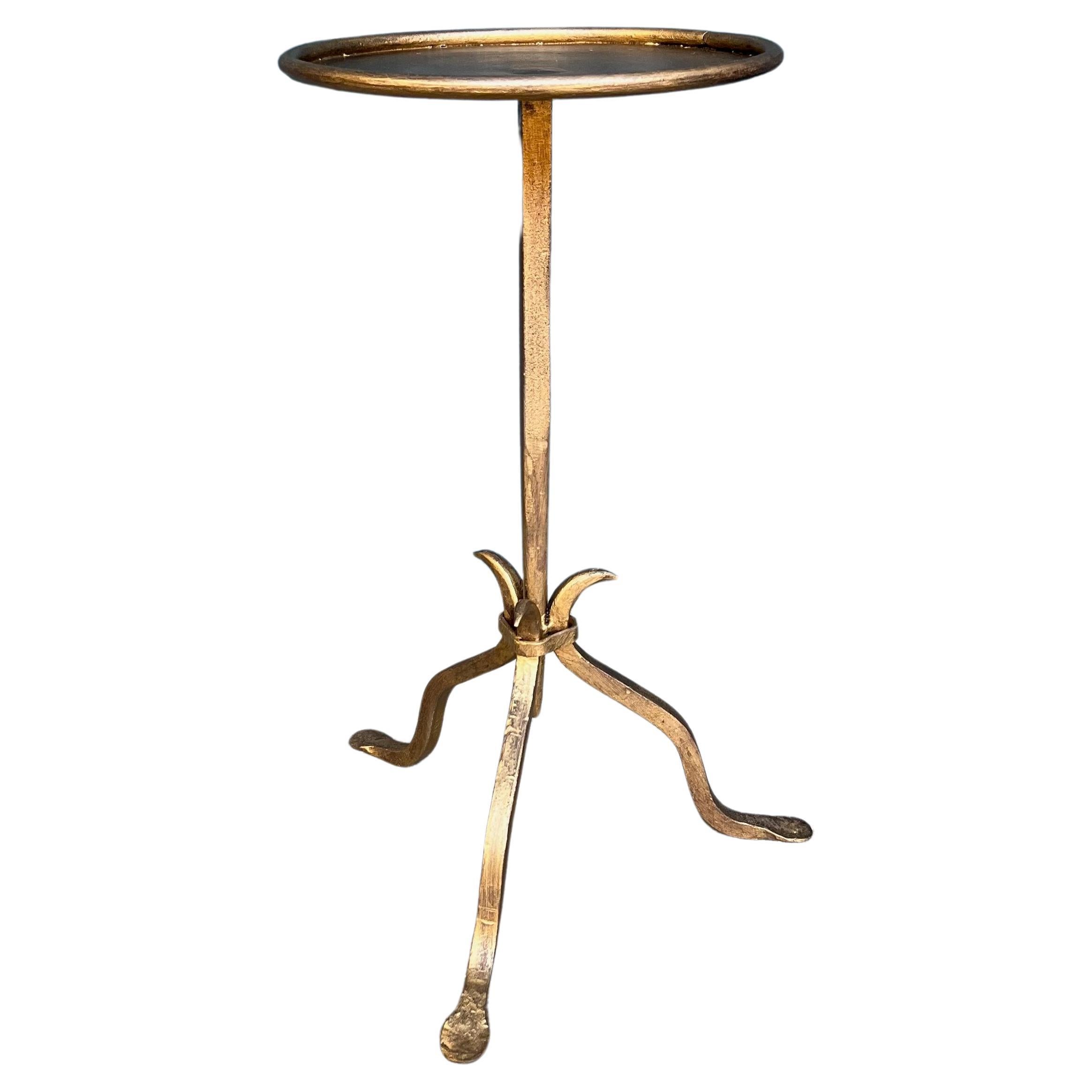 Small Gilt Metal Drinks Table on a Tripod Base For Sale