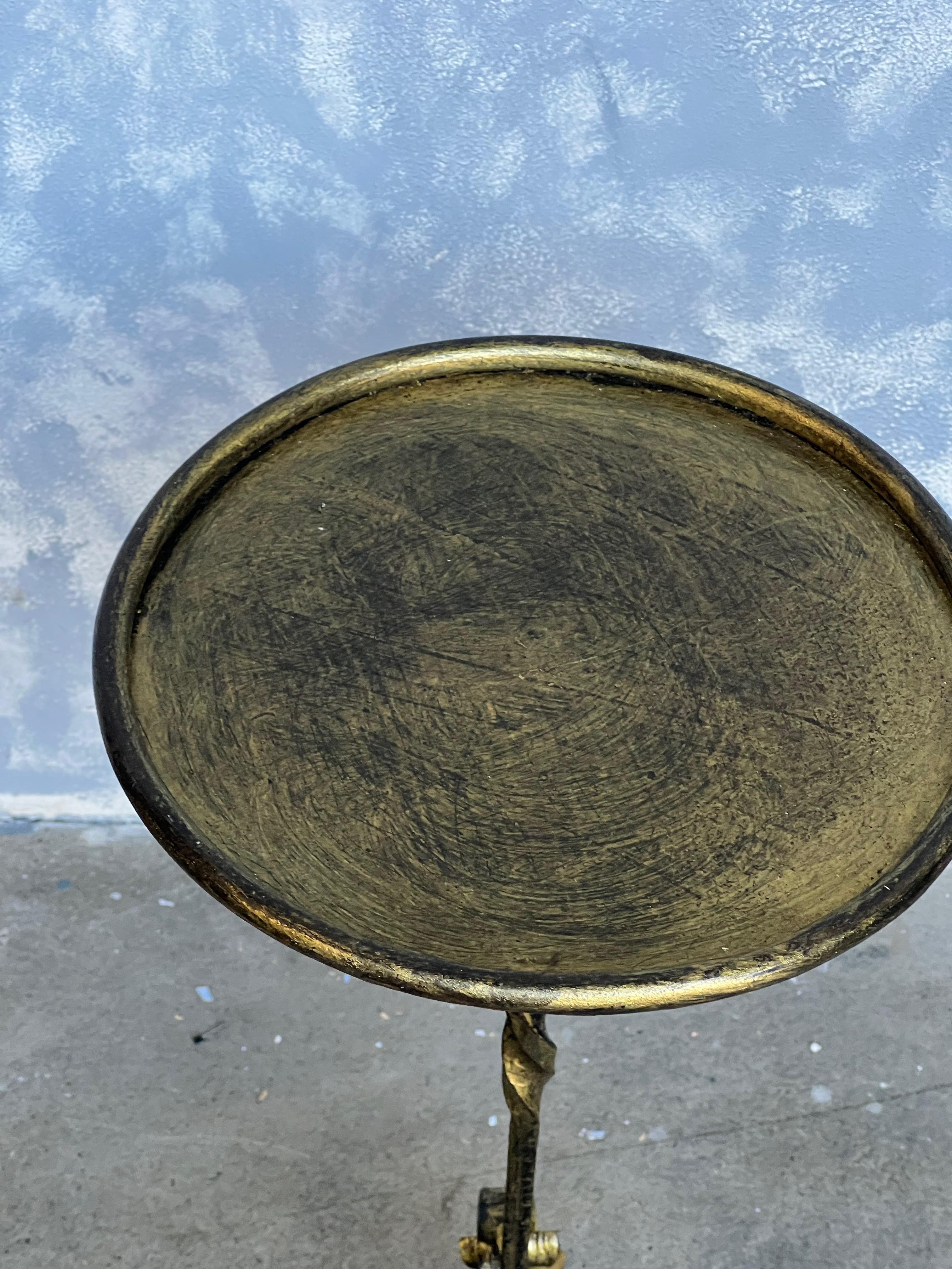 Spanish Gilt Iron Drinks Table with Scrolled Tripod Base 3