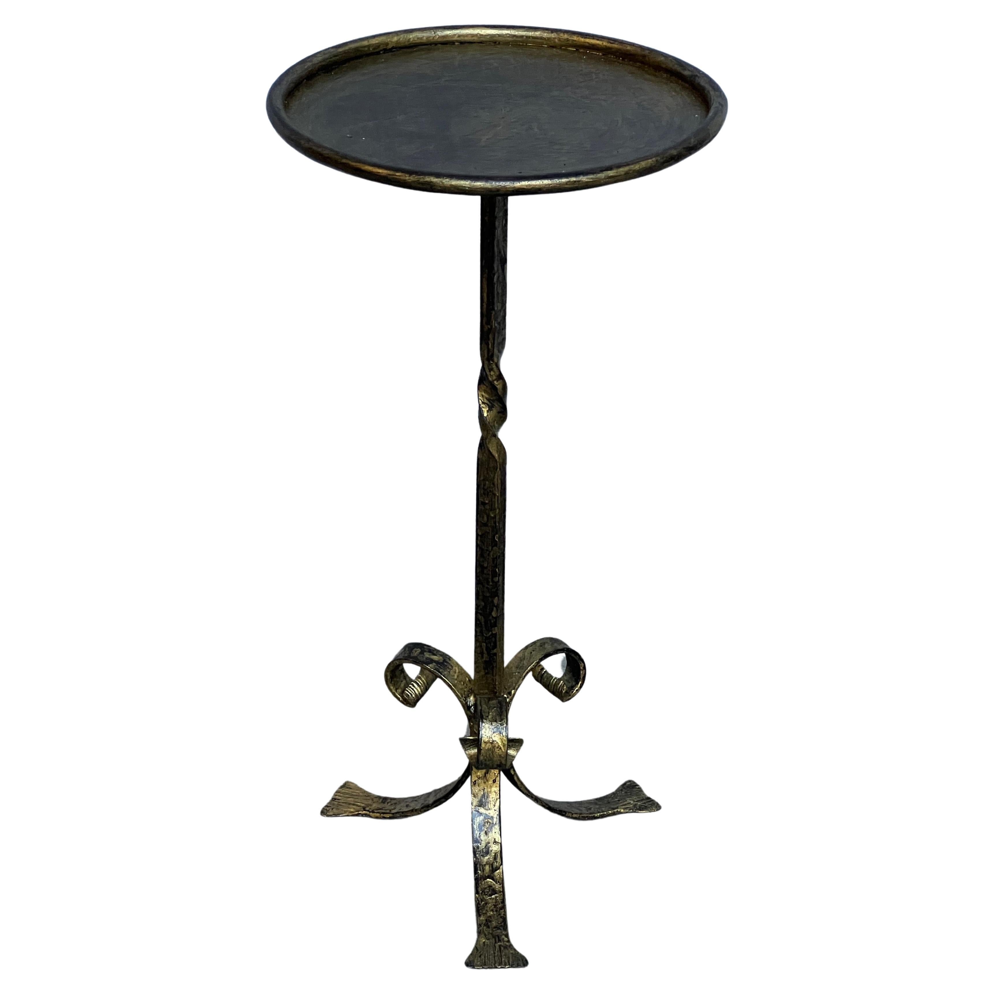 Spanish Gilt Iron Drinks Table with Scrolled Tripod Base
