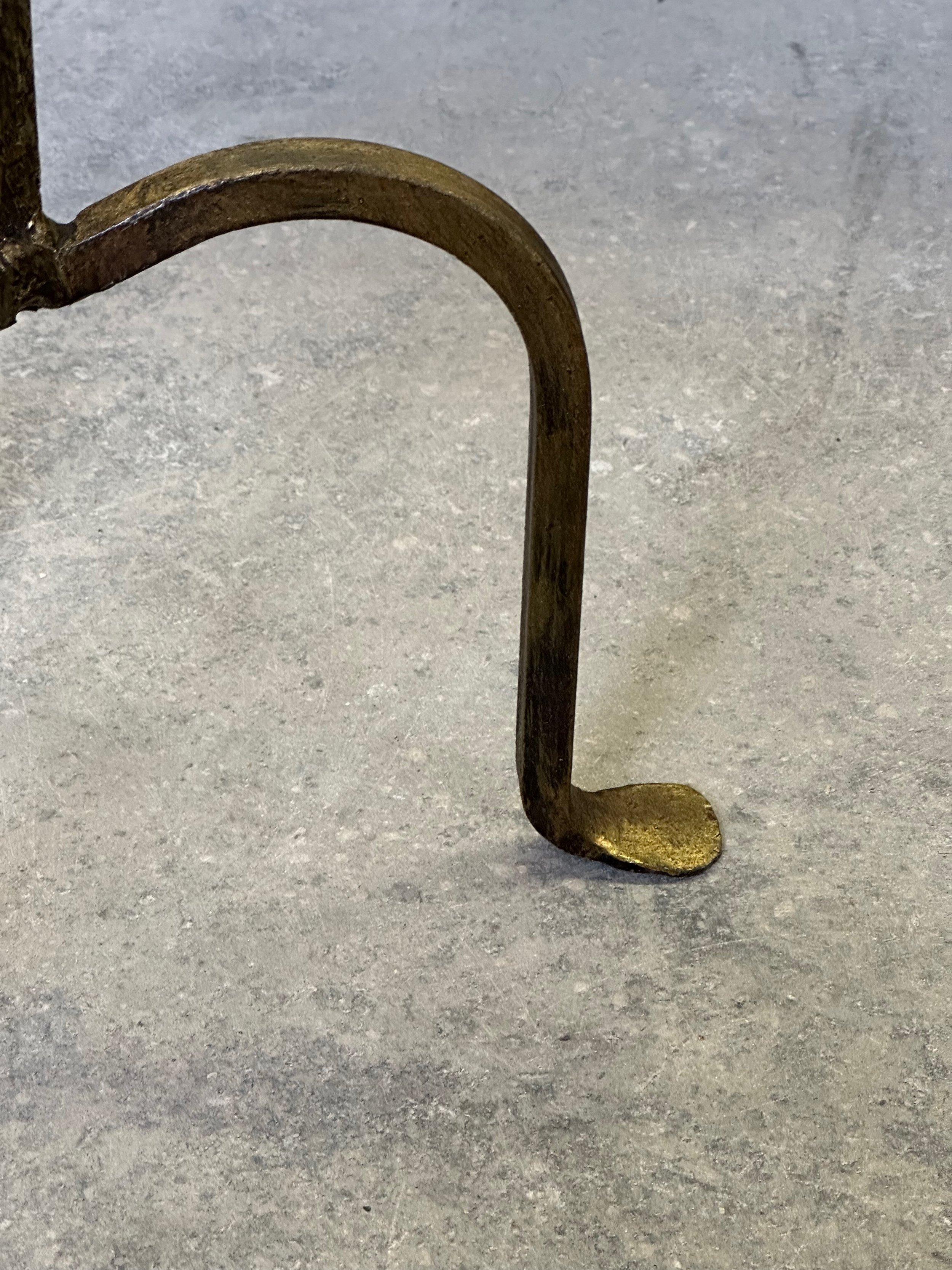 Small Gilt Metal Drinks Table with Twisted Stem For Sale 5