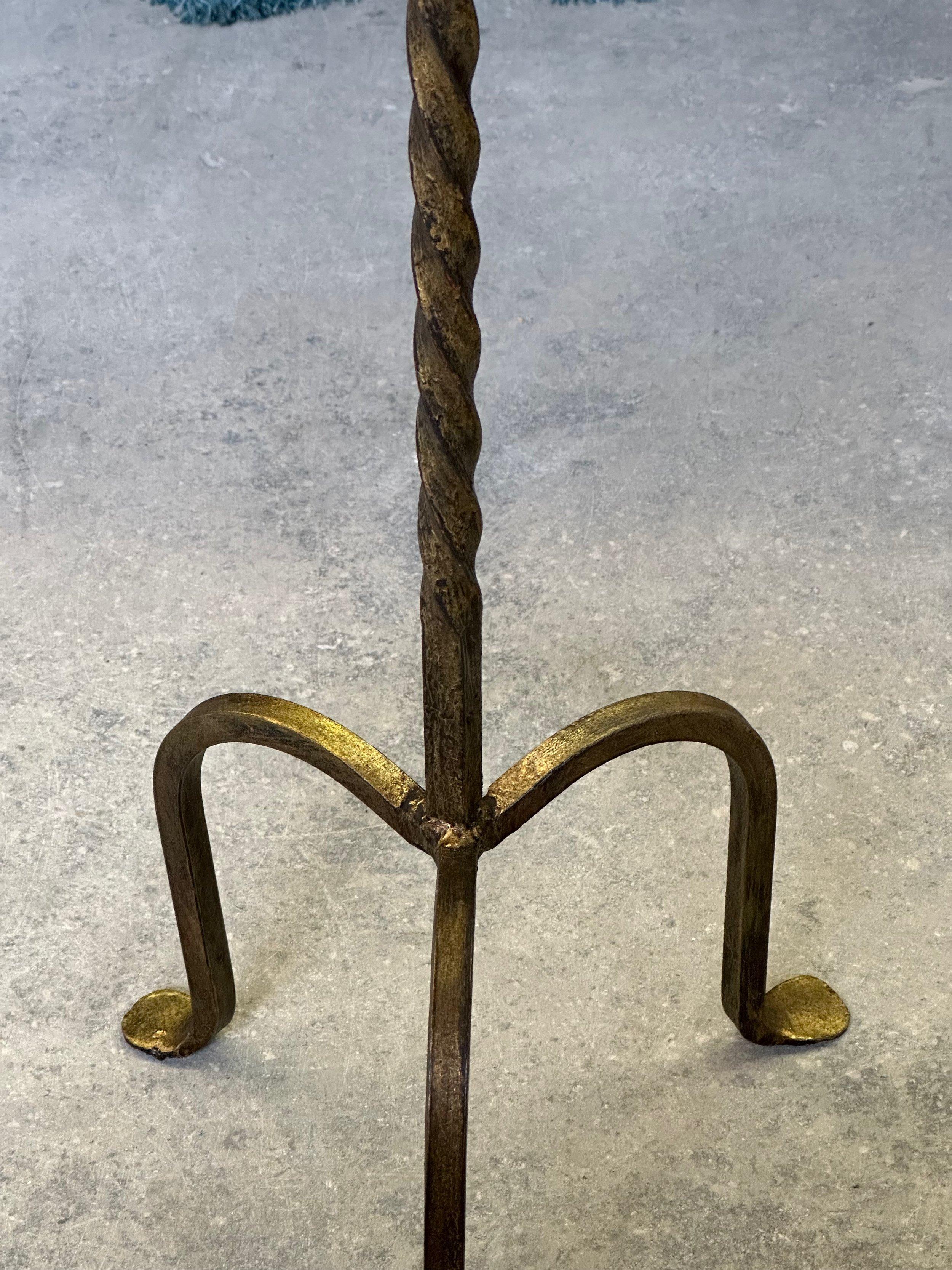 Small Gilt Metal Drinks Table with Twisted Stem For Sale 6