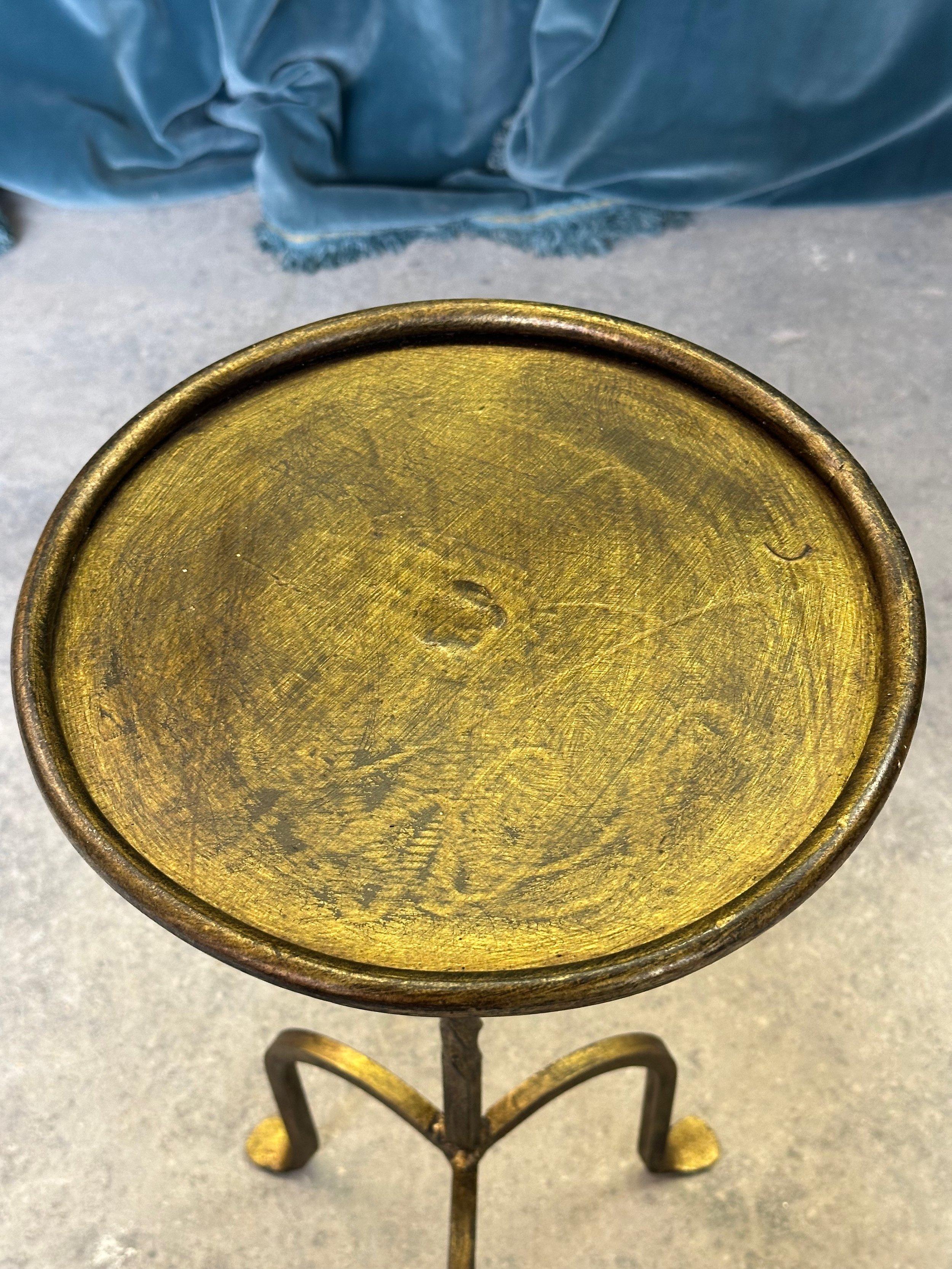 Small Gilt Metal Drinks Table with Twisted Stem For Sale 7