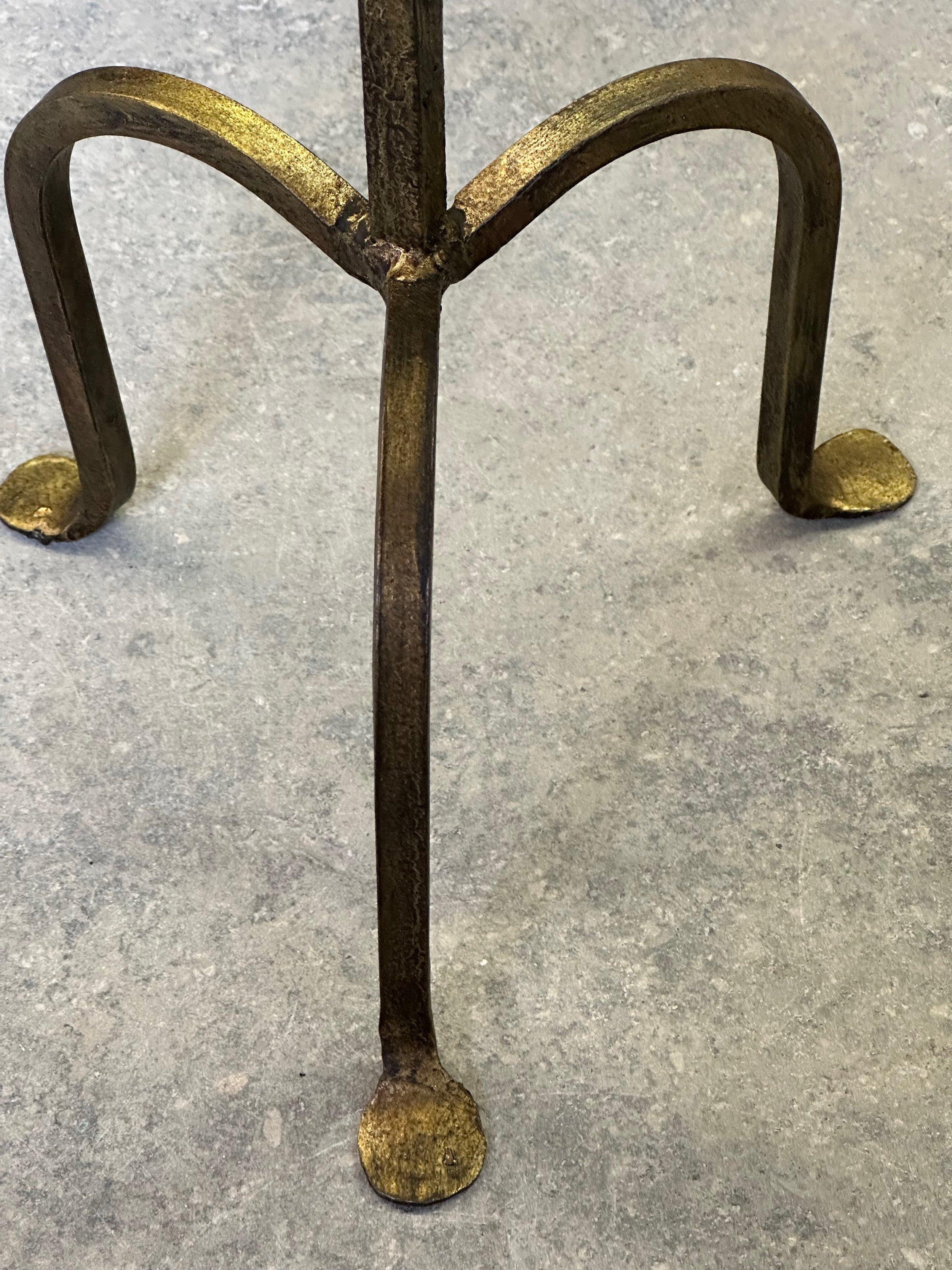 Small Gilt Metal Drinks Table with Twisted Stem For Sale 8