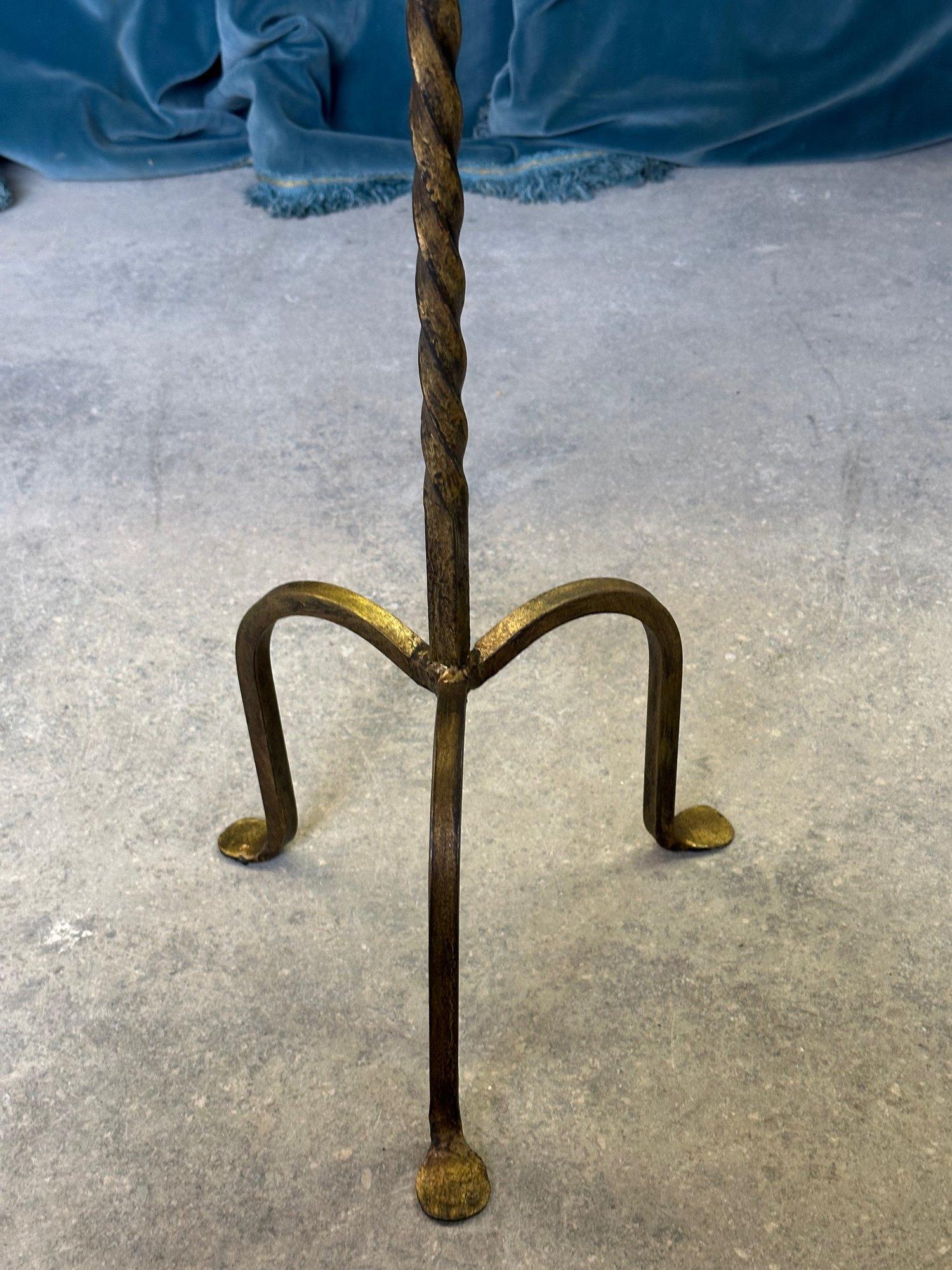 Small Gilt Metal Drinks Table with Twisted Stem For Sale 3