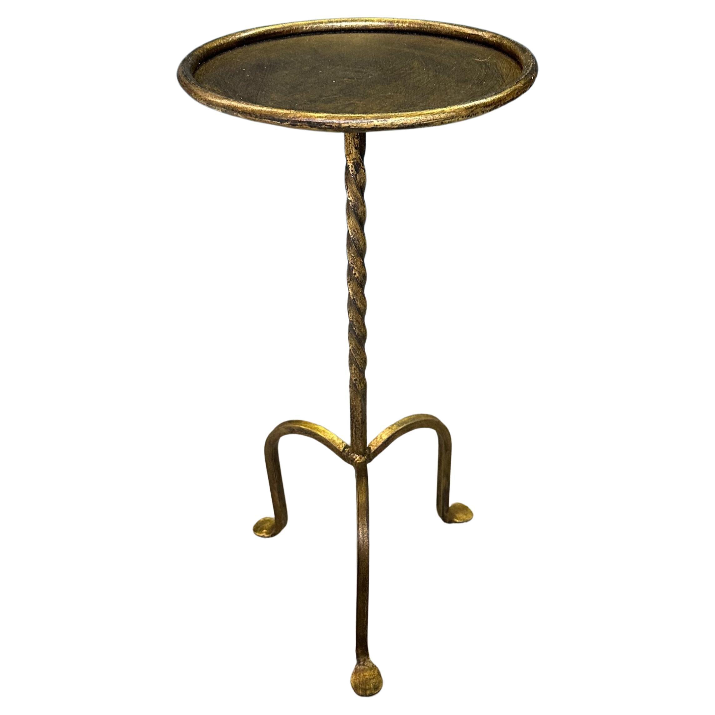 Small Gilt Metal Drinks Table with Twisted Stem For Sale