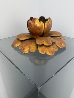 Small Gilt Metal Leaf Flush Mount by Hans Kögl, Germany, circa 1960