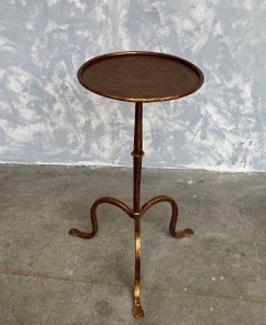 Small Gilt Metal Martini Table on a Tripod Base
