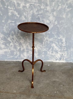 Small Gilt Metal Martini Table on a Tripod Base