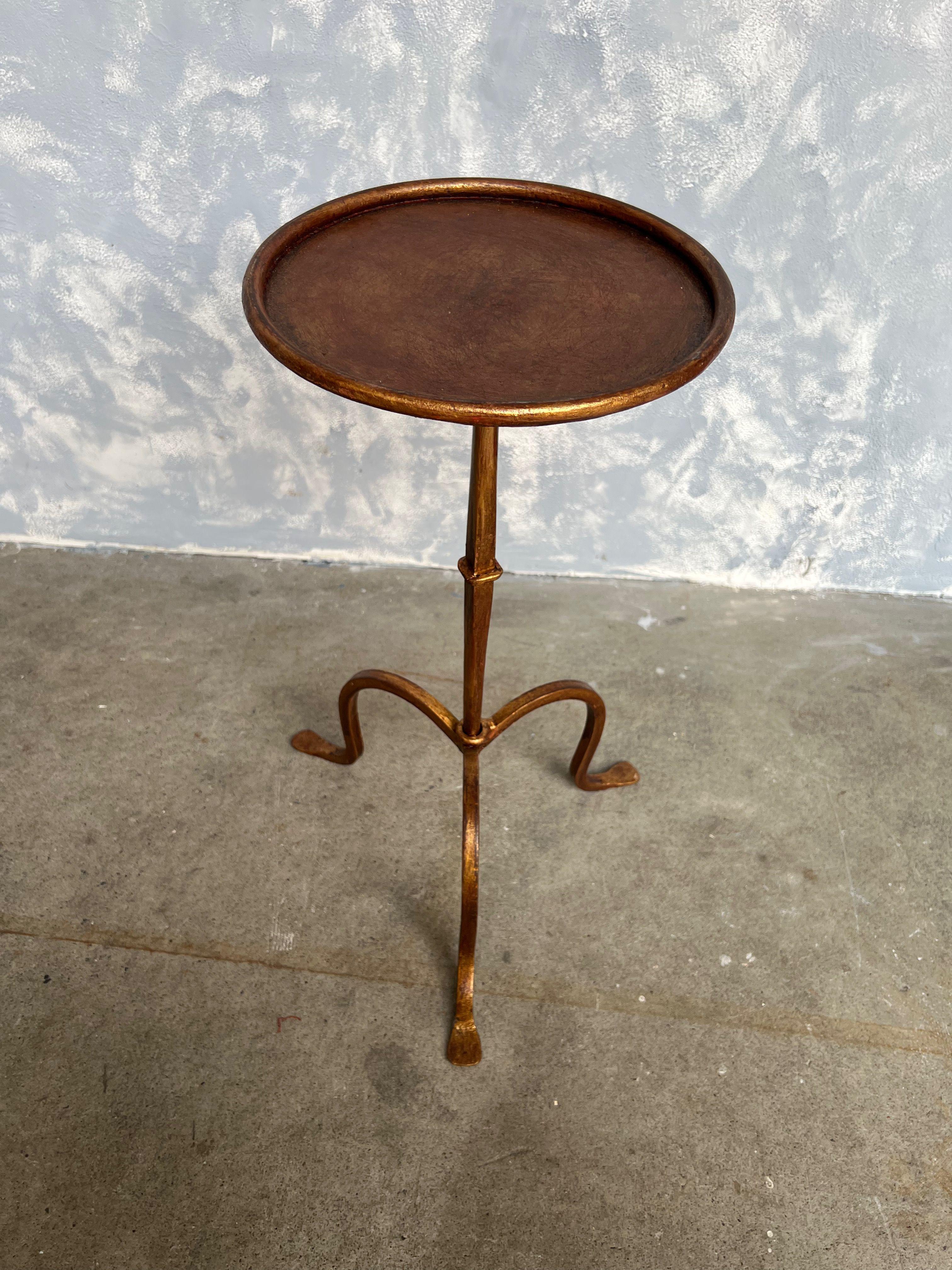 Small Gilt Metal Martini Table on a Tripod Base 3