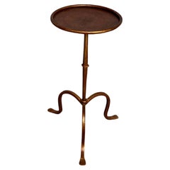 Small Gilt Metal Martini Table on a Tripod Base