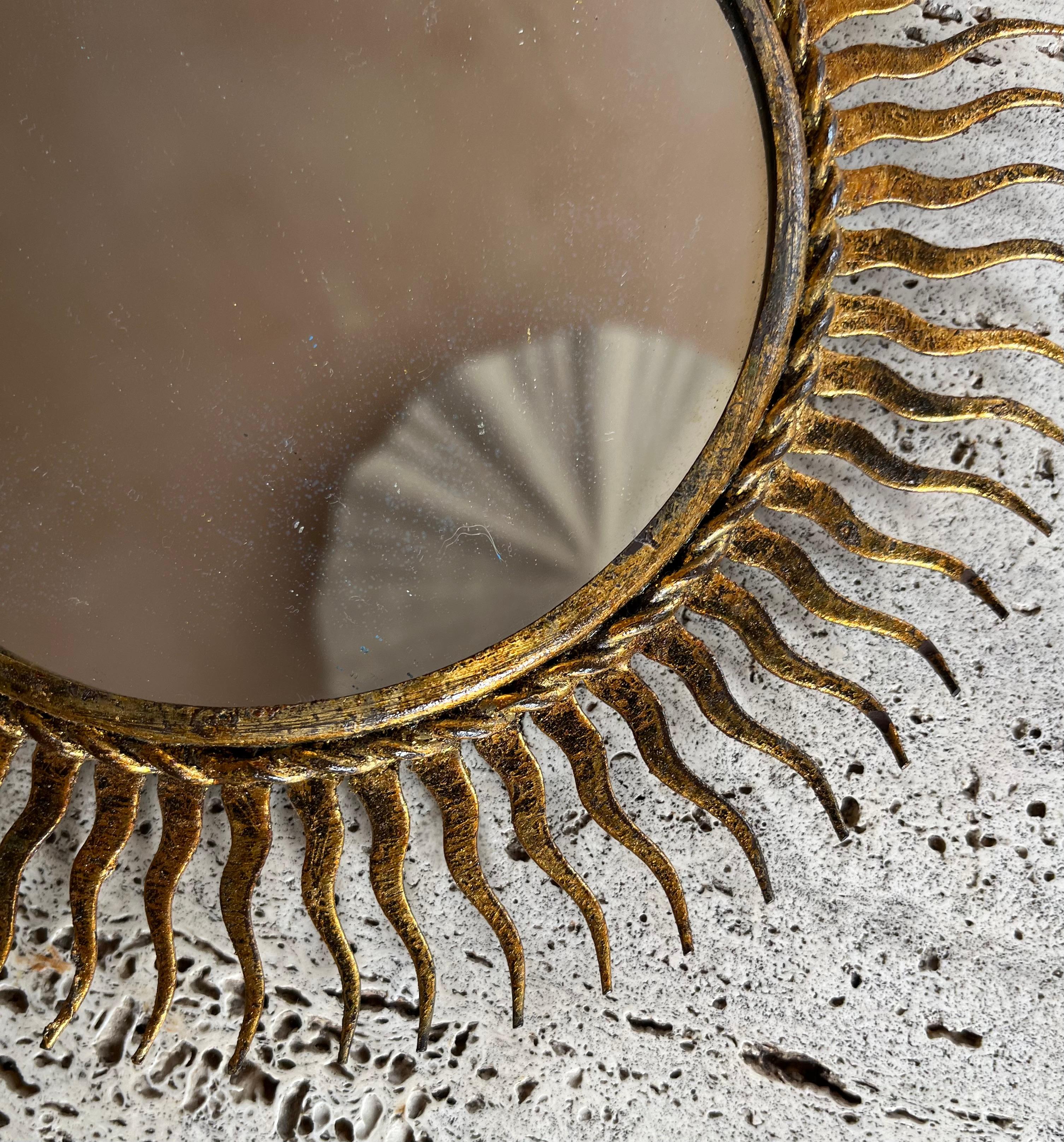 Spanish Small gilt metal sunburst mirror