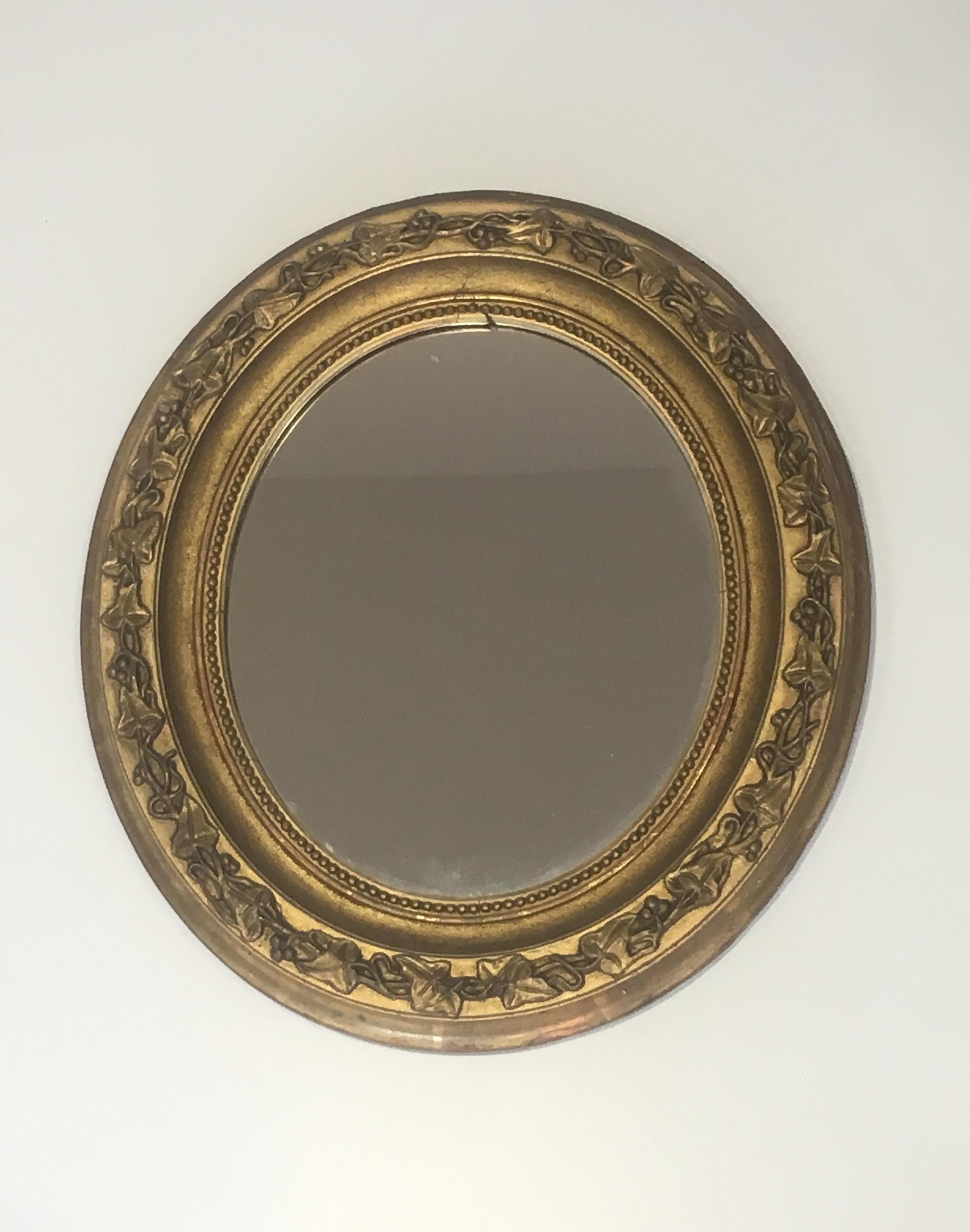 Small Gilt Stuck Oval Mirror, French, circa 1900 5