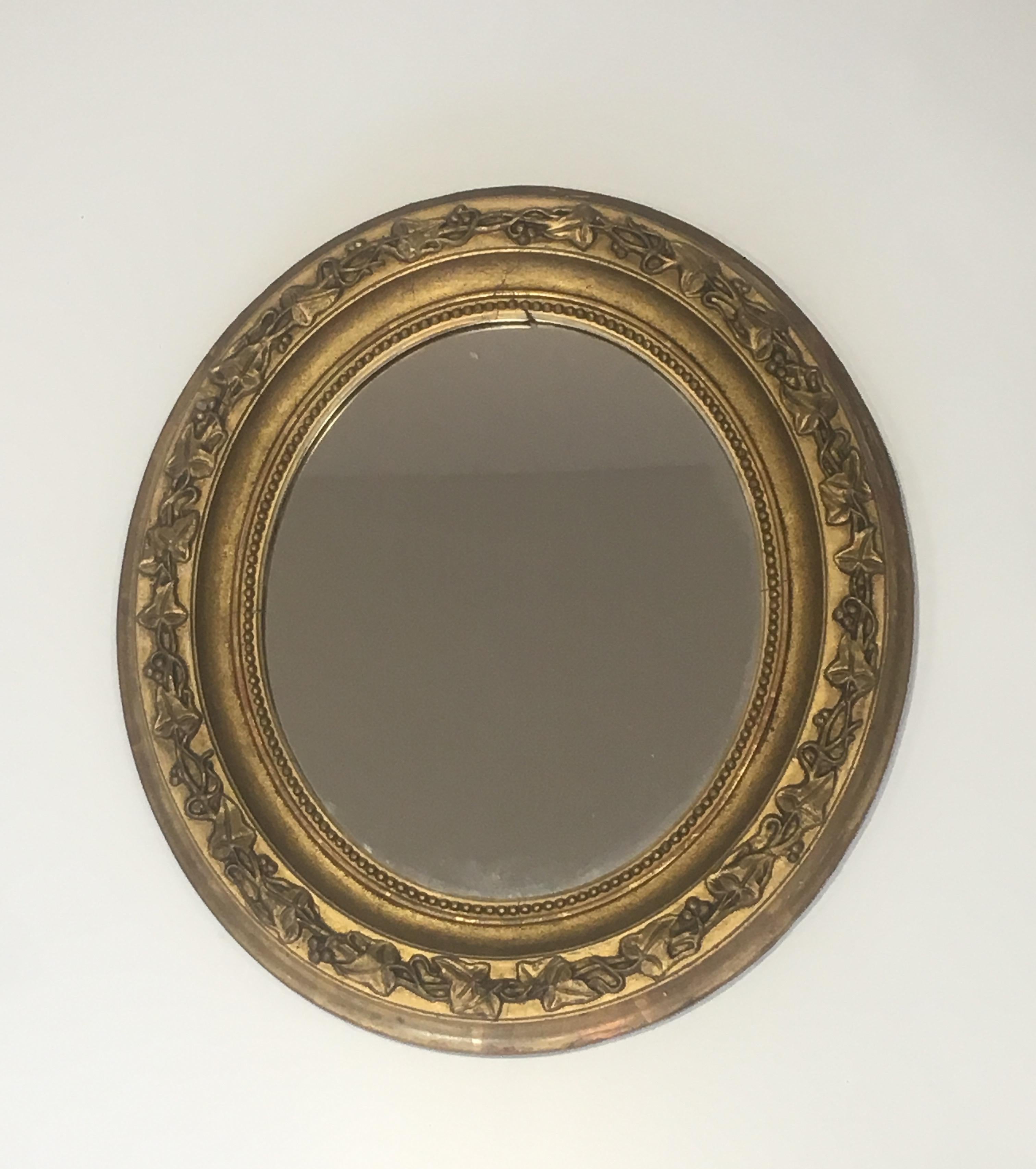 Small Gilt Stuck Oval Mirror, French, circa 1900 3