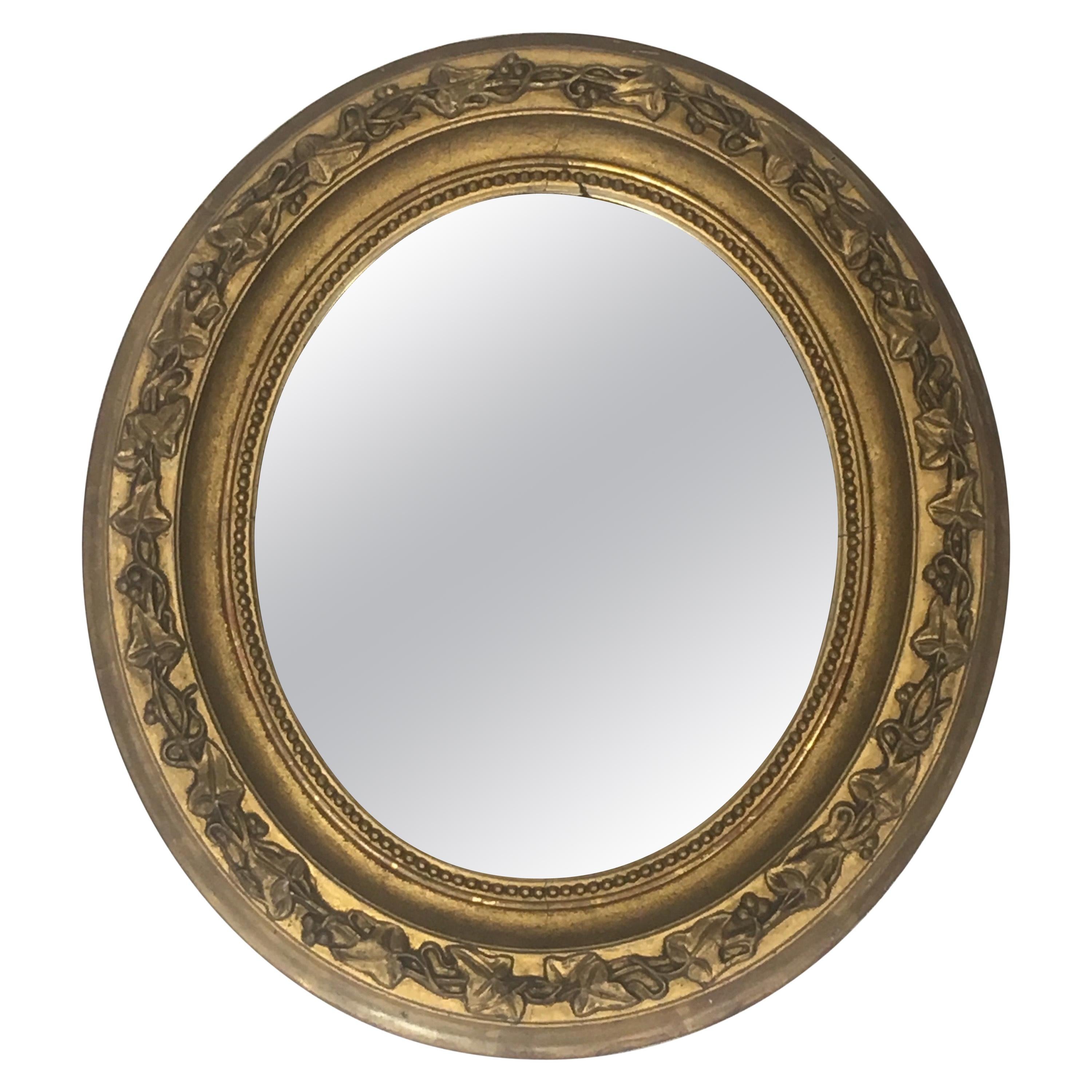 Small Gilt Stuck Oval Mirror, French, circa 1900
