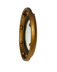 Kleiner Butler mit vergoldetem Holzrahmen, konvexer Spiegel