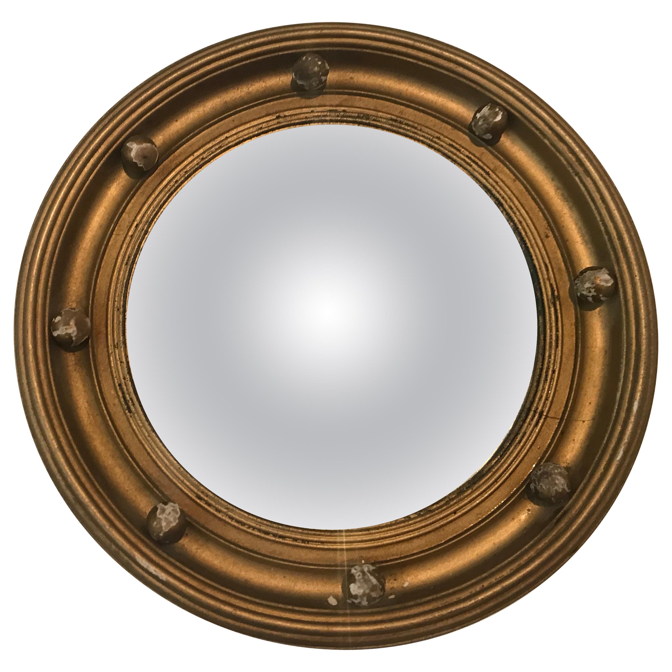 Small Giltwood Convex Mirror, English, circa 1900