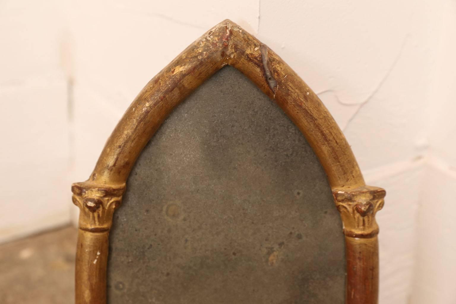 Gothic Revival Small Giltwood Mirror