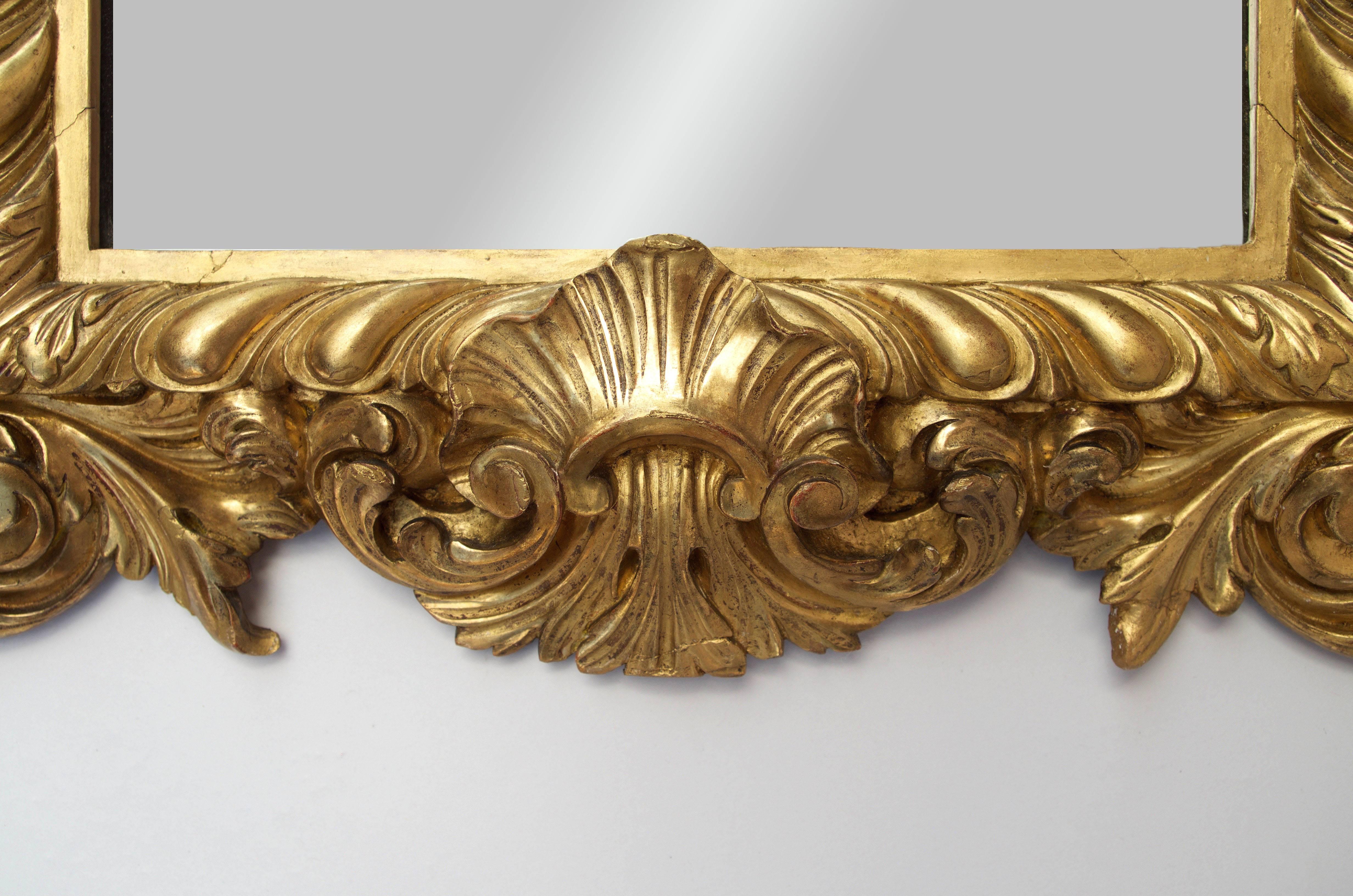 Carved Small Giltwood Regence Style Mirror, circa 1880