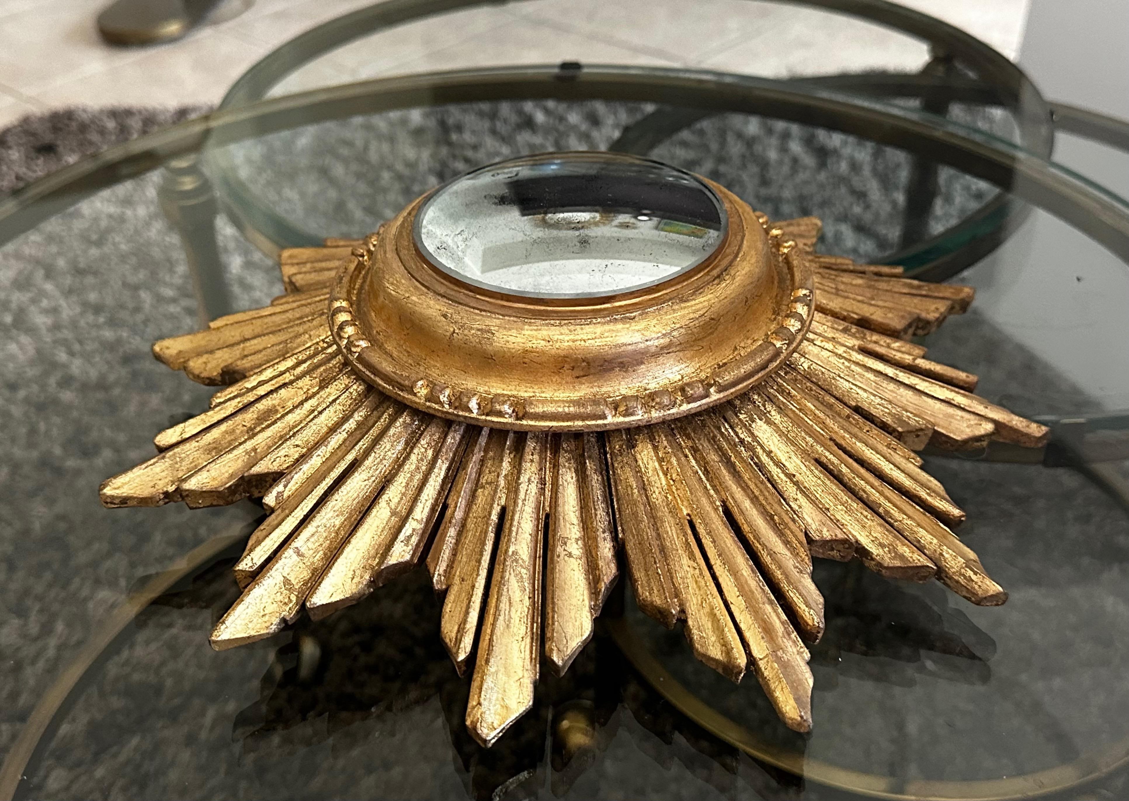 Small Giltwood Sunburst Convex Wall Mirror 10