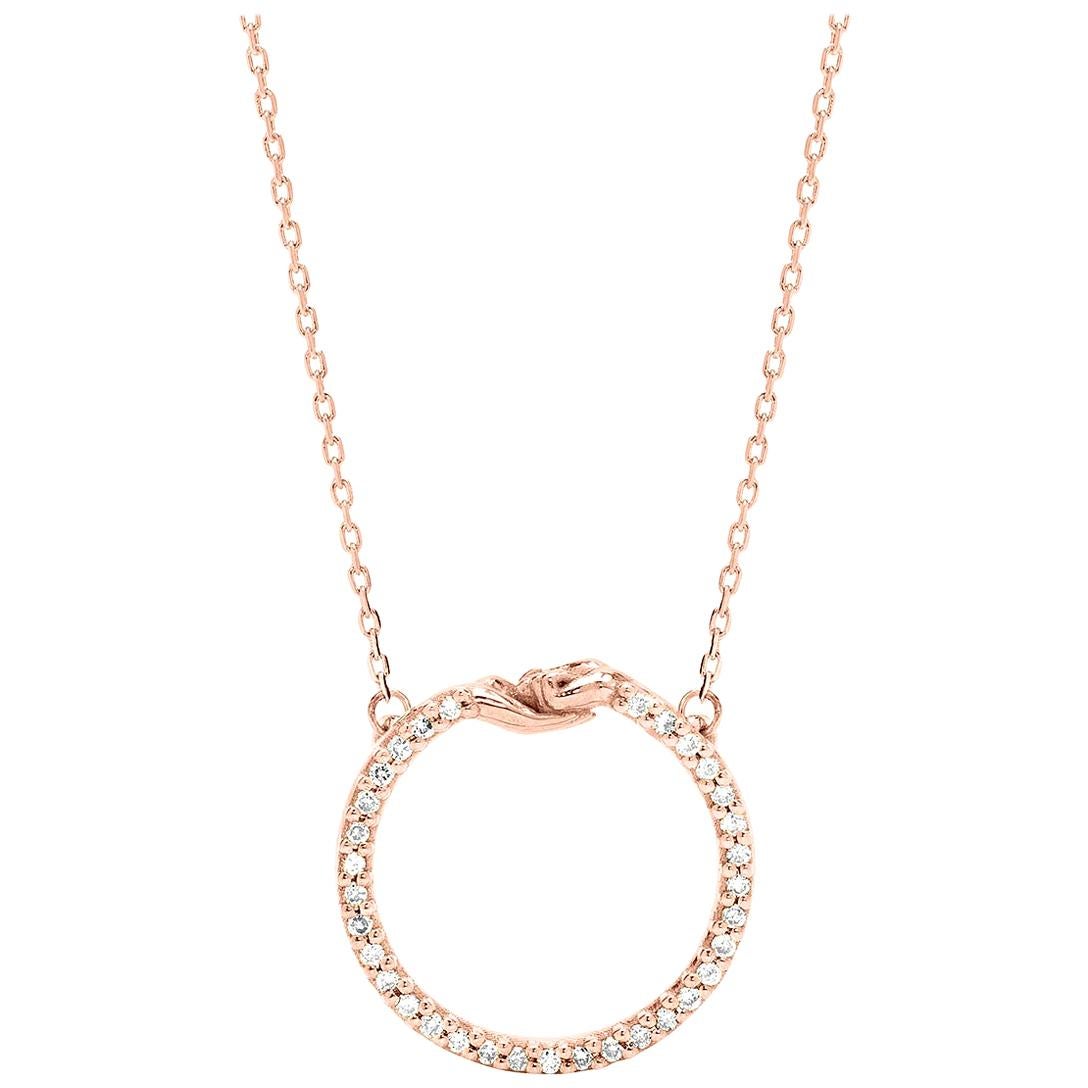 Small Give and Receive Pendant in 18 Carat Rose Gold Set with White Diamonds For Sale