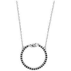 Small Give and Receive Pendant in 18 Carat White Gold Set with Black Diamonds