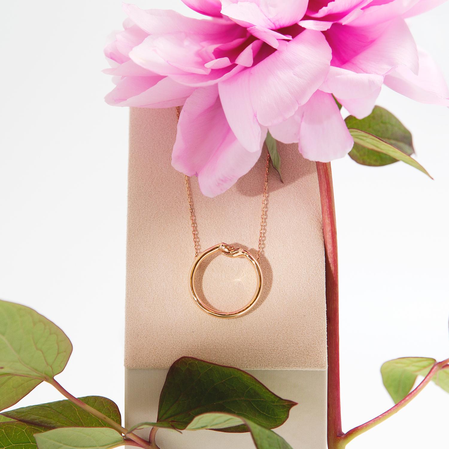 Modern Small Give and Receive Pendant in 18 Carat Rose Gold Set with White Diamonds For Sale