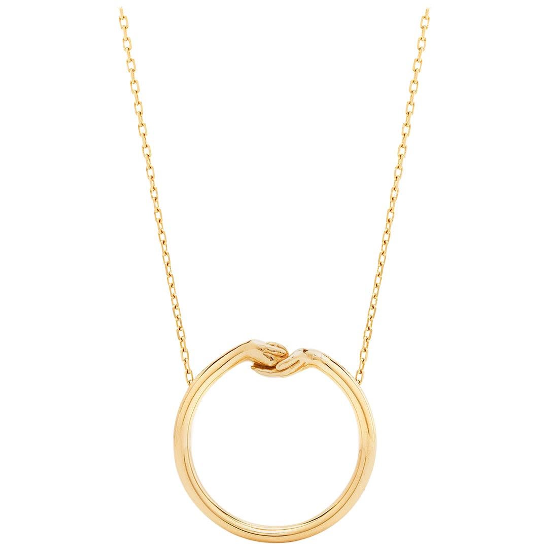 Give & Receive Pendant in 18 Carat Yellow Gold by Lorenzo Quinn For Sale