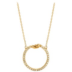 Small Give & Receive Pendant in 18 Carat Yellow Gold set with White Diamonds