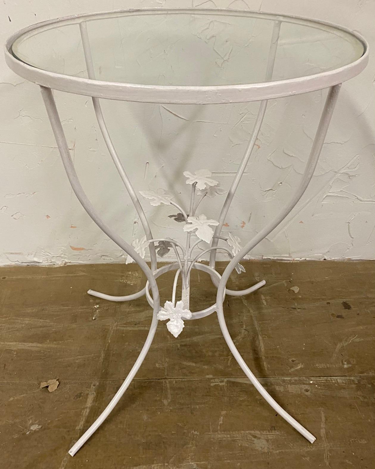 Small Glass and Metal Garden Table In Good Condition In Sheffield, MA