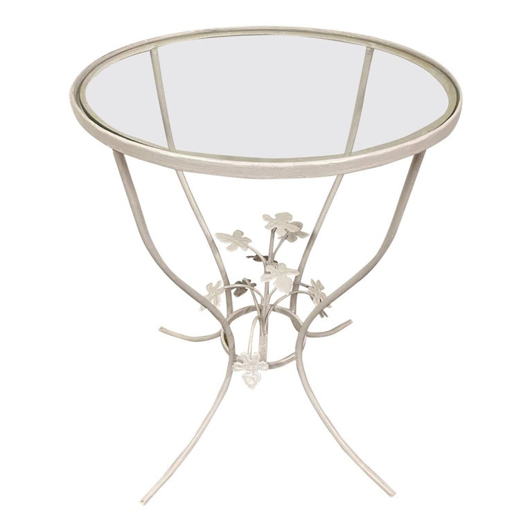 Small Glass and Metal Garden Table For Sale at 1stDibs