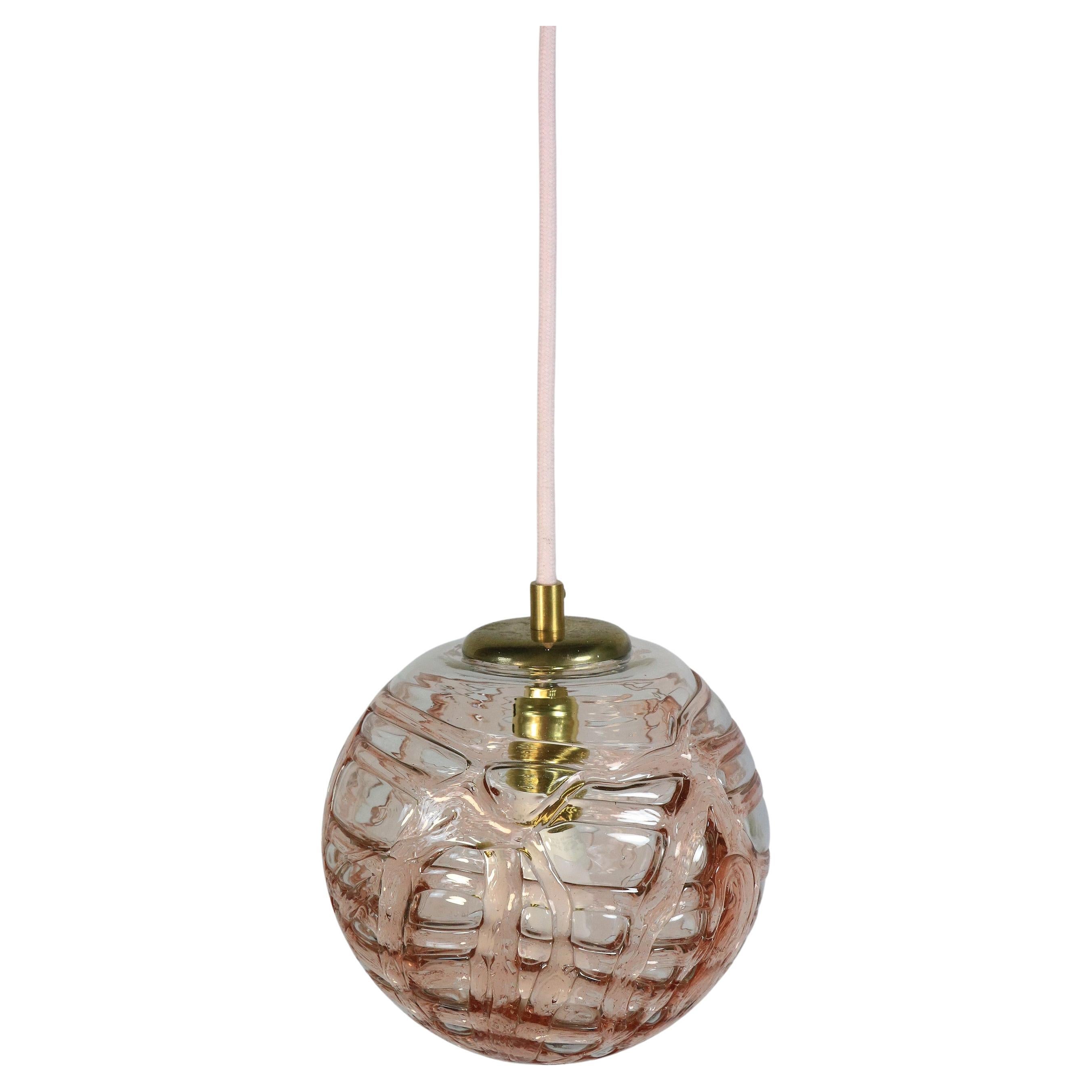 Pequeña Lámpara Colgante de Bola de Cristal de Doria, Cristal de Murano, Rosa Raro, Años 70