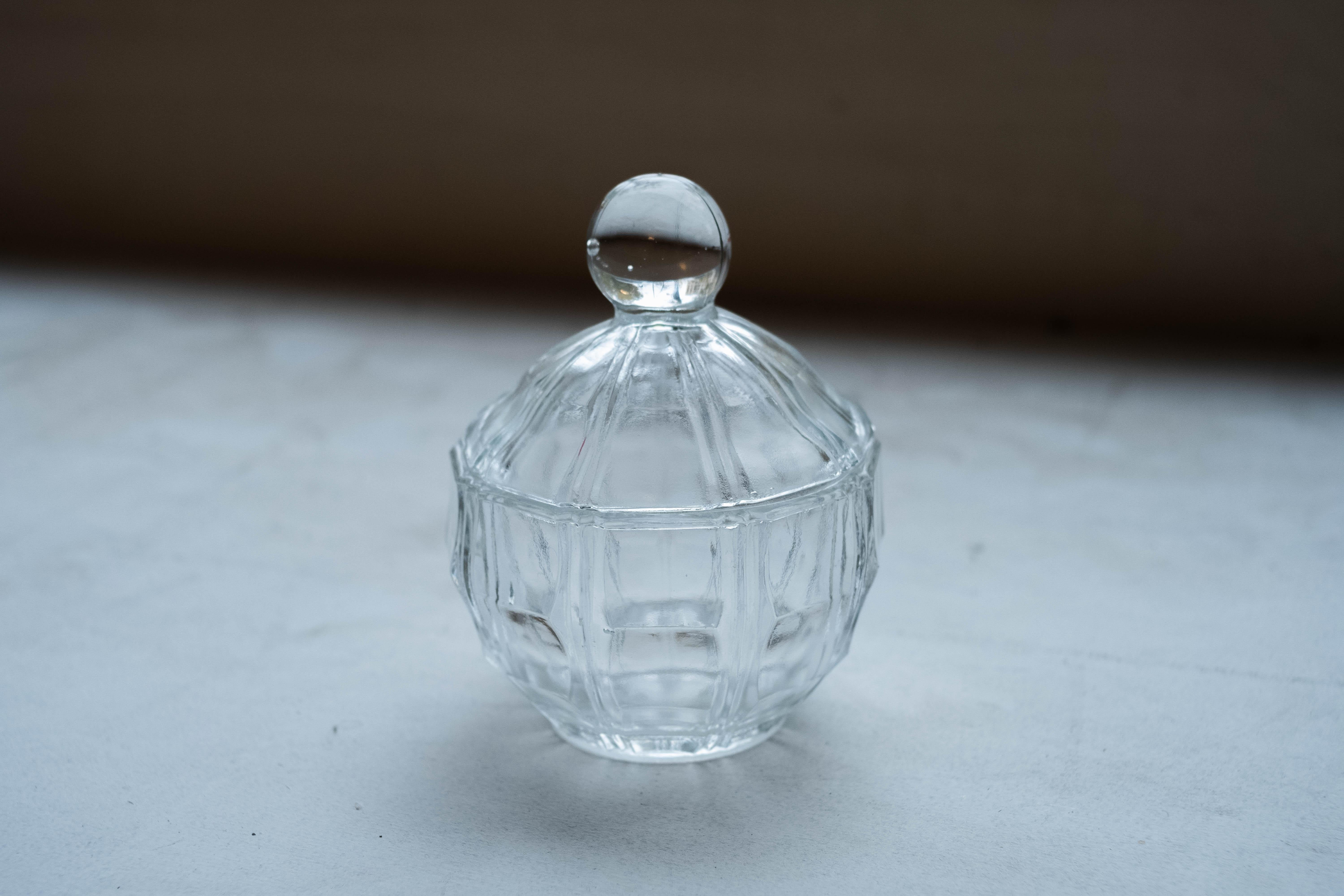 small glass candy dish with lid