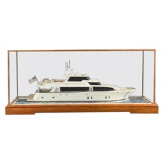 Vintage Small Glass Case "Modern Motor Yacht"