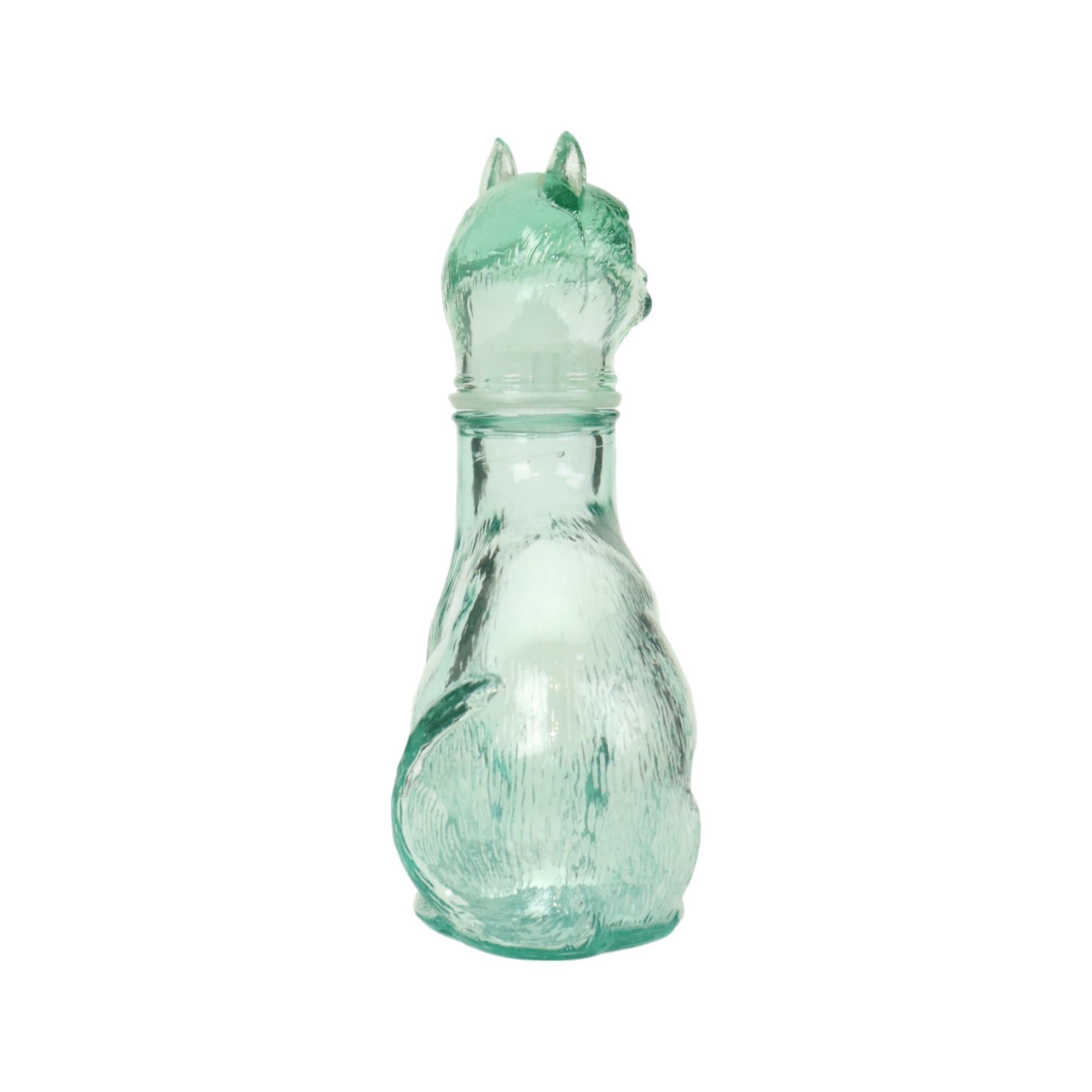 Small Glass Cats Carafe Cat Bottle Vetreria Etrusca Glassware In Excellent Condition For Sale In Poperinge, BE