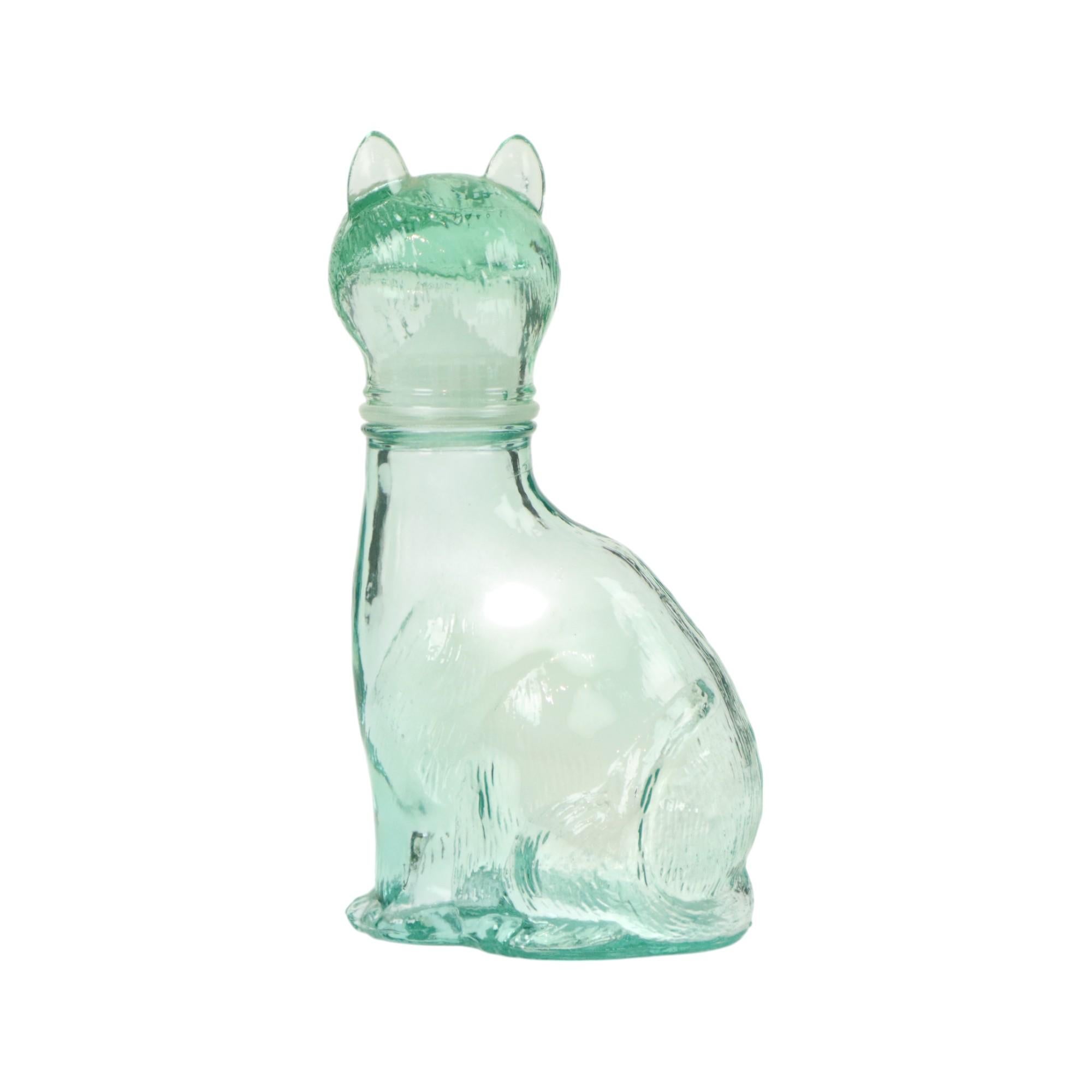 Mid-20th Century Small Glass Cats Carafe Cat Bottle Vetreria Etrusca Glassware For Sale